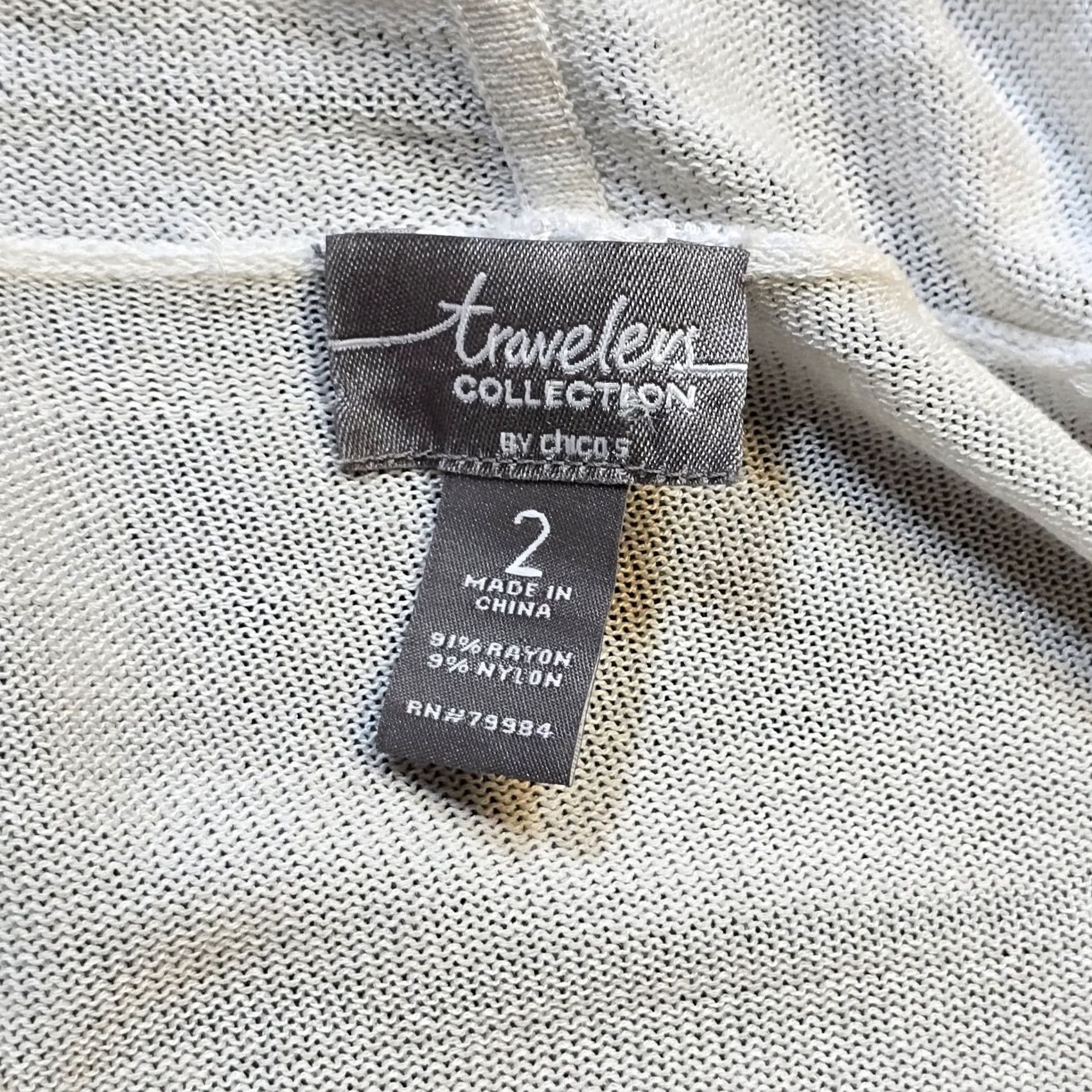 Vintage Chicos Cardigan Cardigan Top Womens L Black White Stripe Open Casual Neutral Knit Linen Knit Open Front Long Sleeve Size L / US 10 / IT 46 - 3 Thumbnail