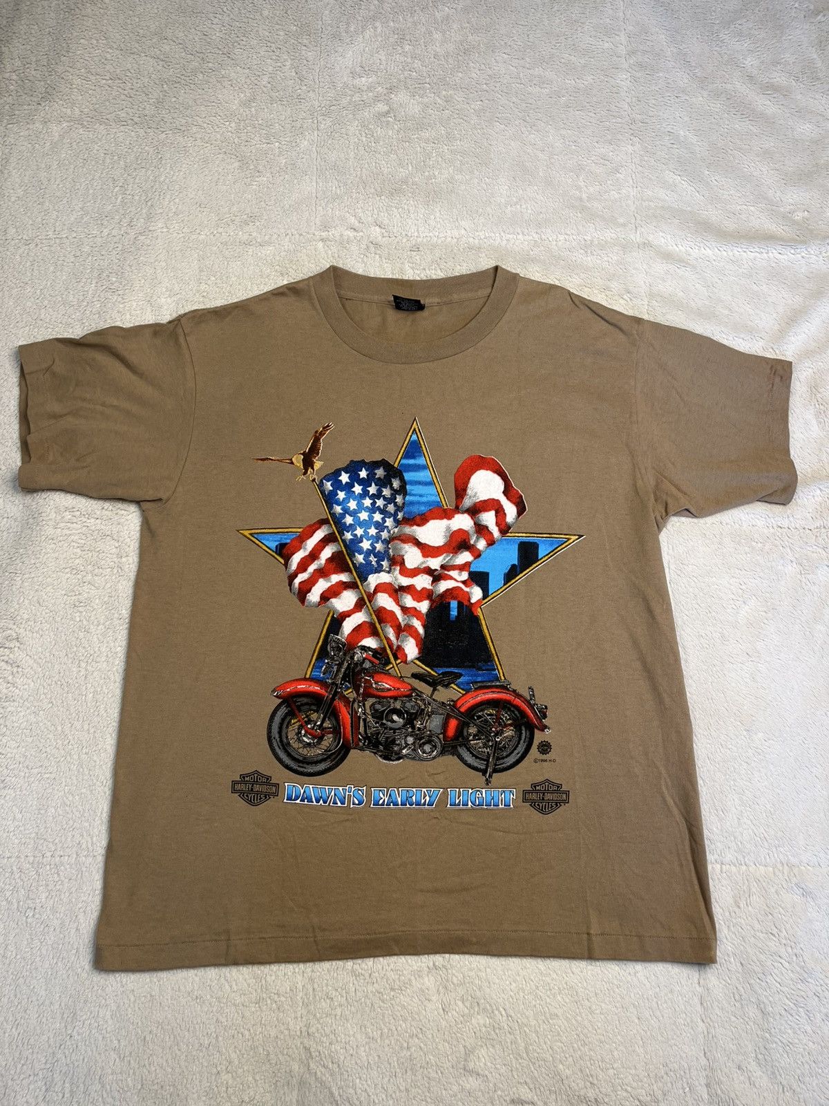 Harley Davidson Vintage 90s Harley Davidson Dawns Early Night USA T Shirt Size US L / EU 52-54 / 3 - 1 Thumbnail