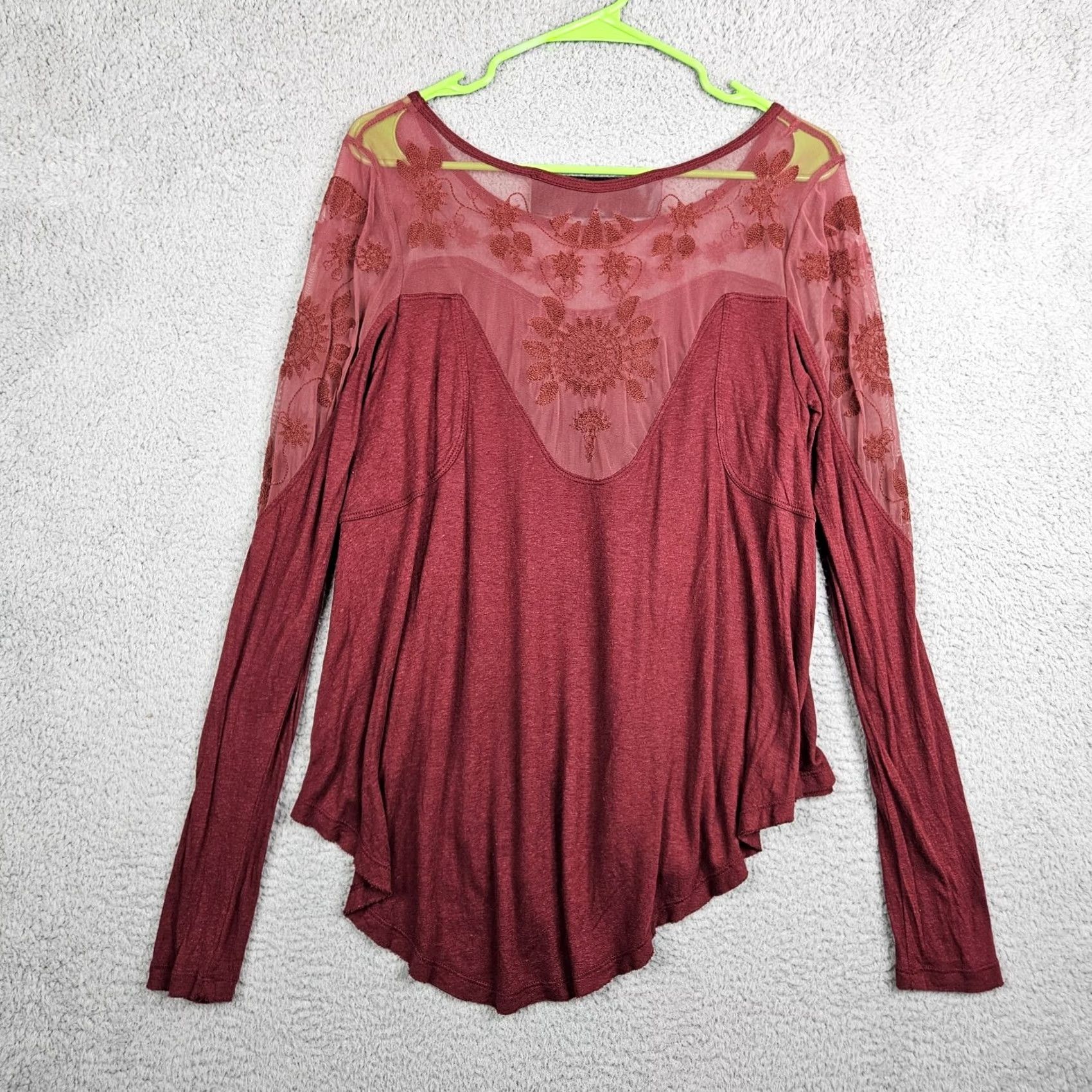Free People VINTAGE? No. (Skip) New Romantic Free People Women’s Maroon Long Sleeve Top XS Size XS / US 0-2 / IT 36-38 - 5 Thumbnail