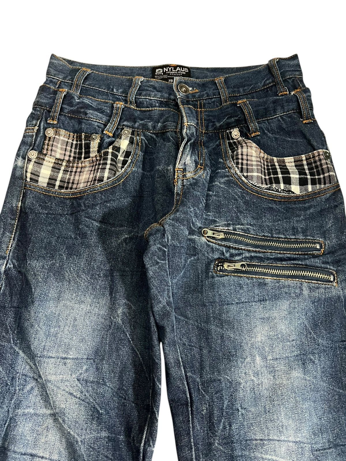Japanese Brand Vintage Japanese Brand Nylaus Double Waist Claw Denim Jean Size US 29 - 3 Thumbnail