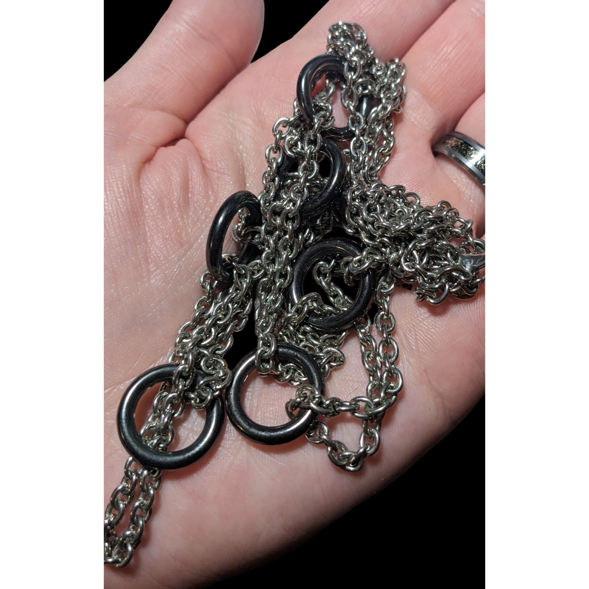 Other Silver Double Chain Link Loop Accent Necklace Size ONE SIZE - 4 Thumbnail