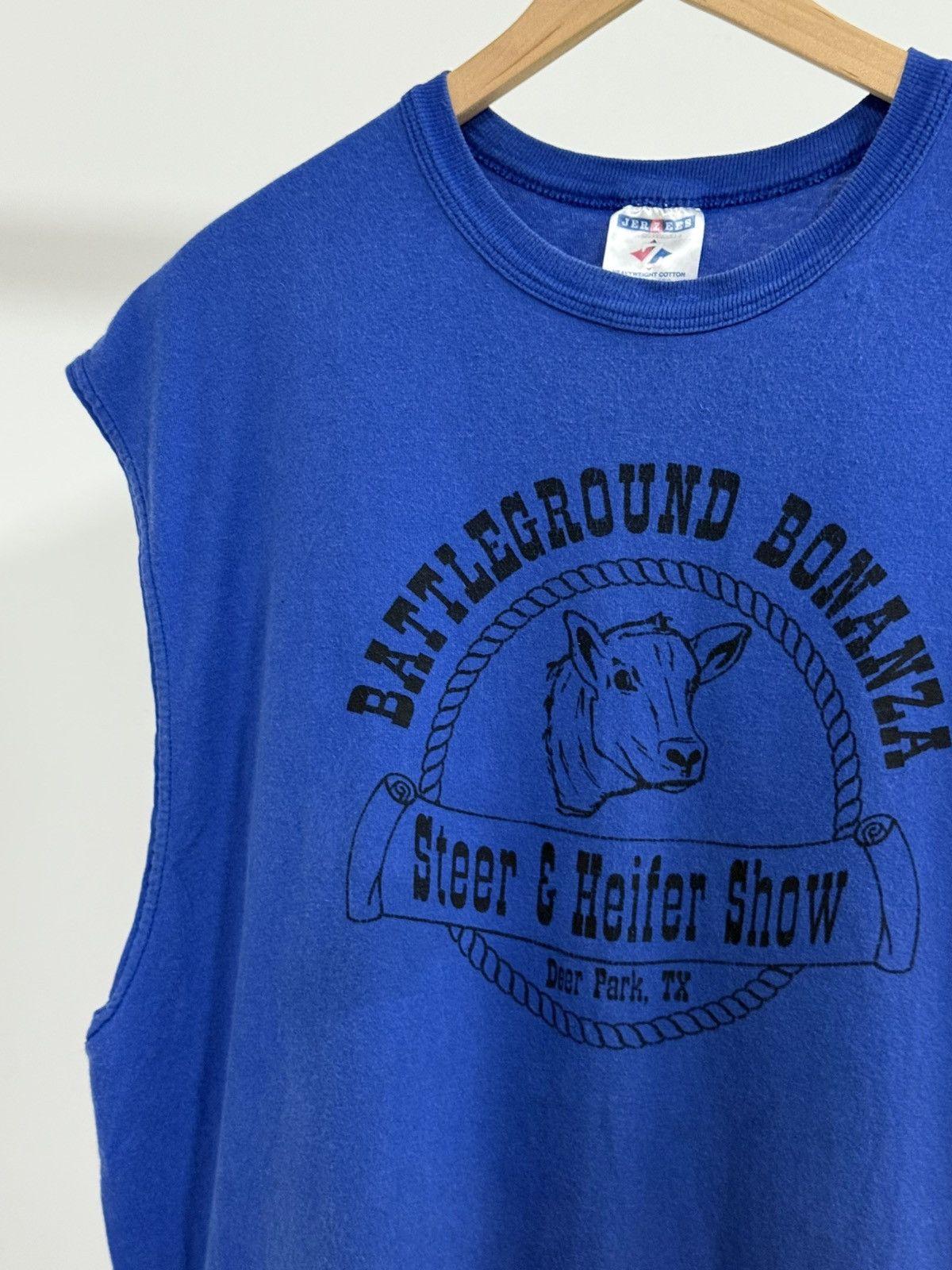 Vintage Vintage Blue Cowboy Farmer Moo Texas Muscle Tee 2XL XXL Size US XXL / EU 58 / 5 - 2 Thumbnail