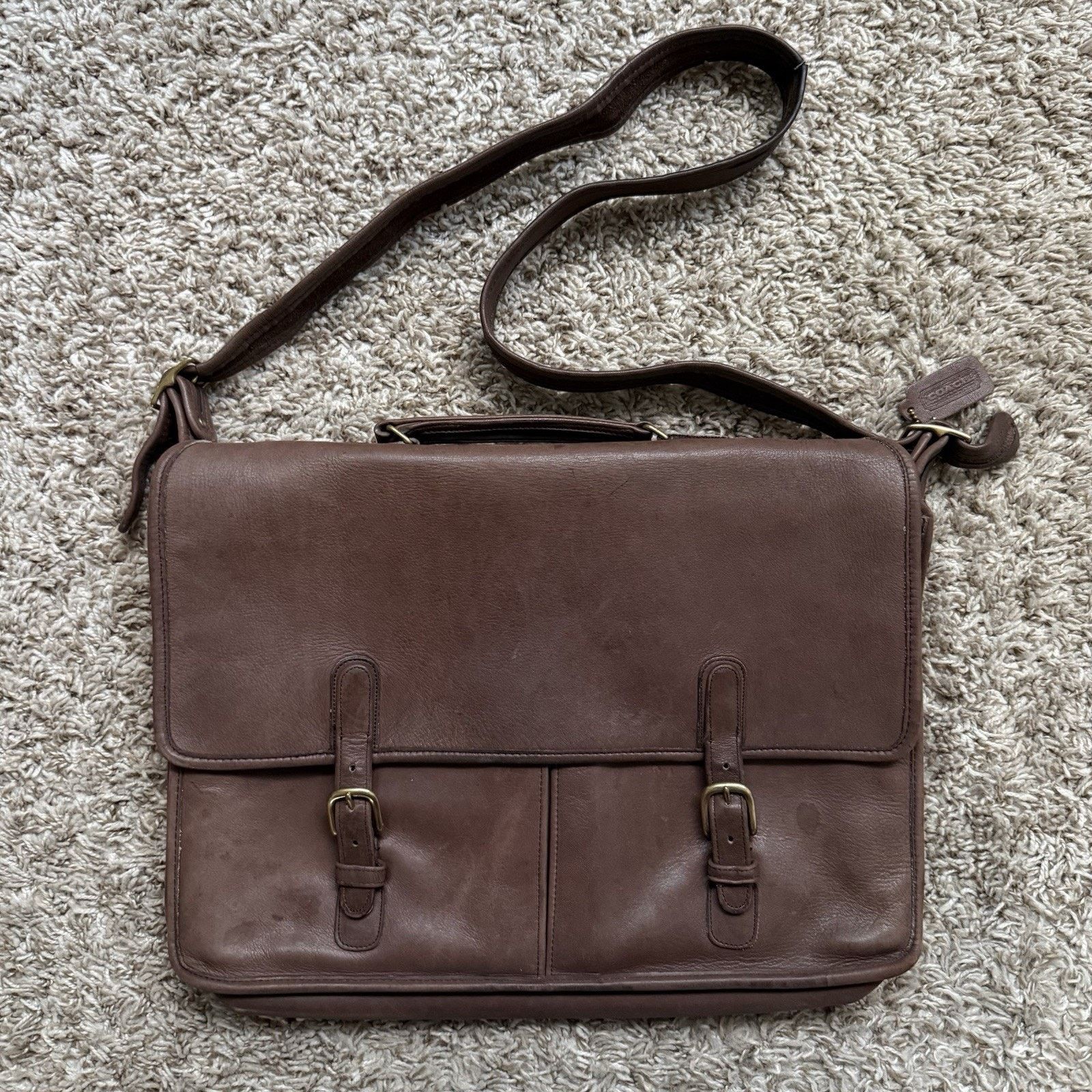 Vintage Coach Brown Leather Briefcase Messenger Bag Satchel