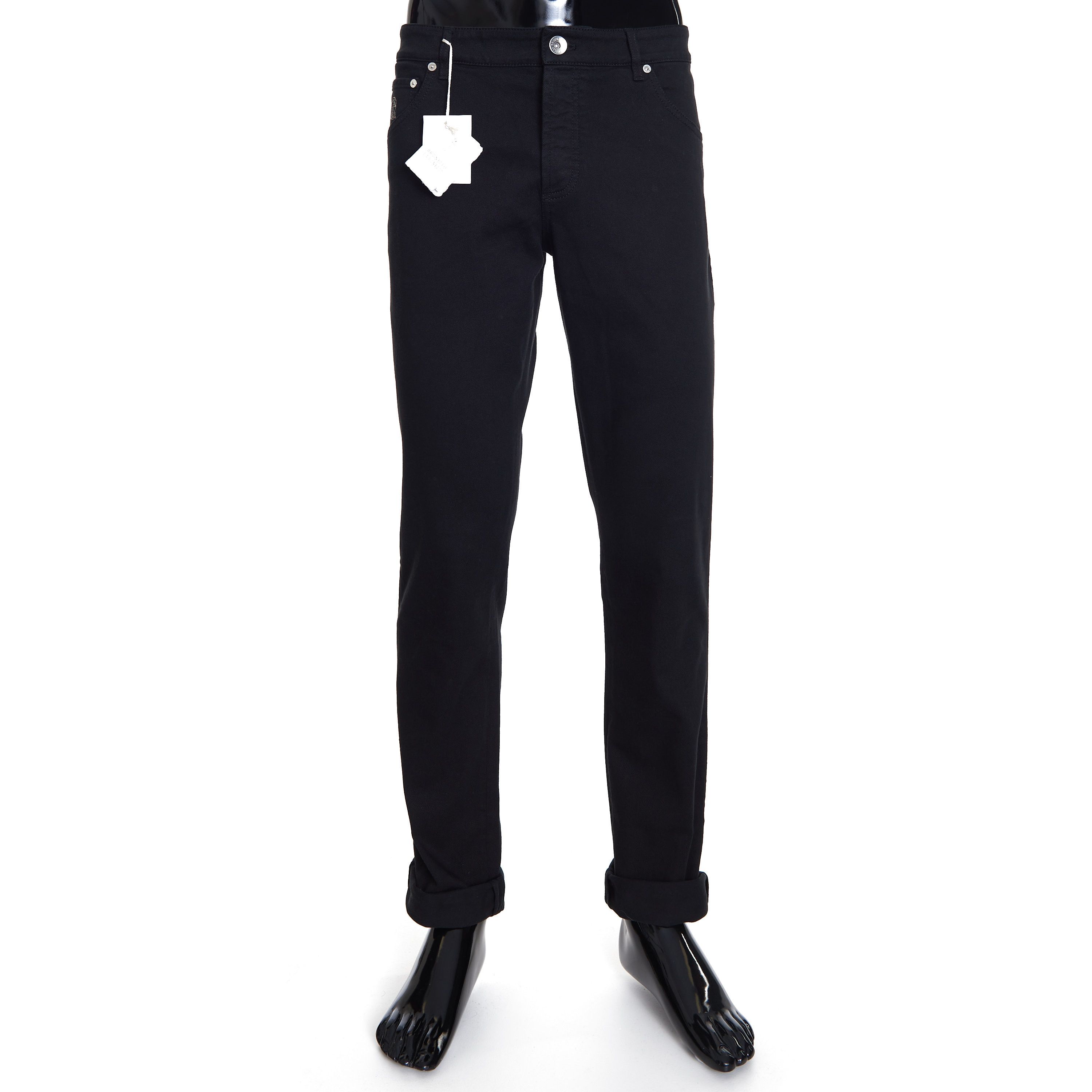 Brunello Cucinelli Black Stretch Denim Trousers - Slim Fit, Five-Pocket Size US 42 / EU 58 - 1 Thumbnail