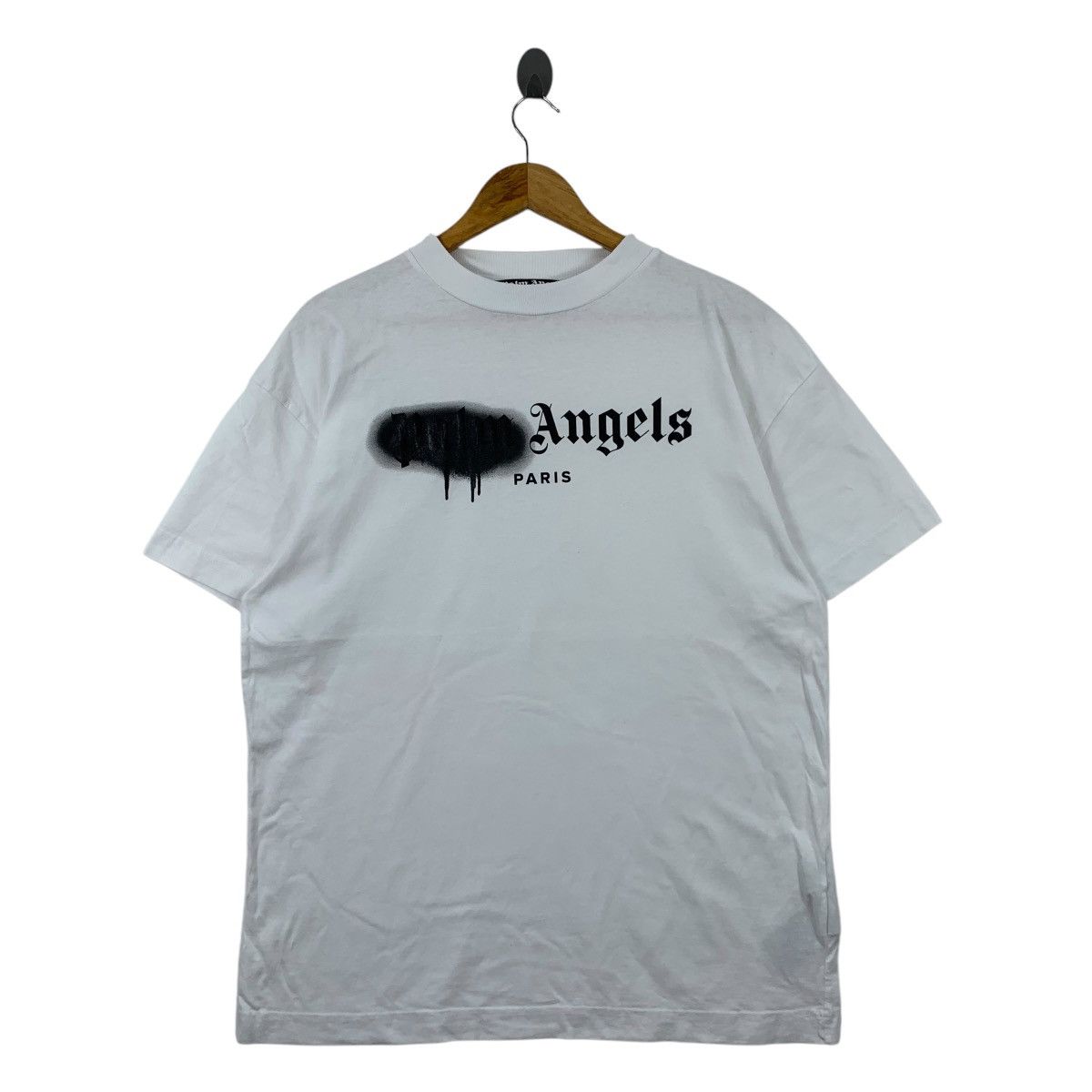 Palm Angels PALM ANGELS PARIS Sprayed Styled Logo Print White Shirt Size US L / EU 52-54 / 3 - 1 Thumbnail