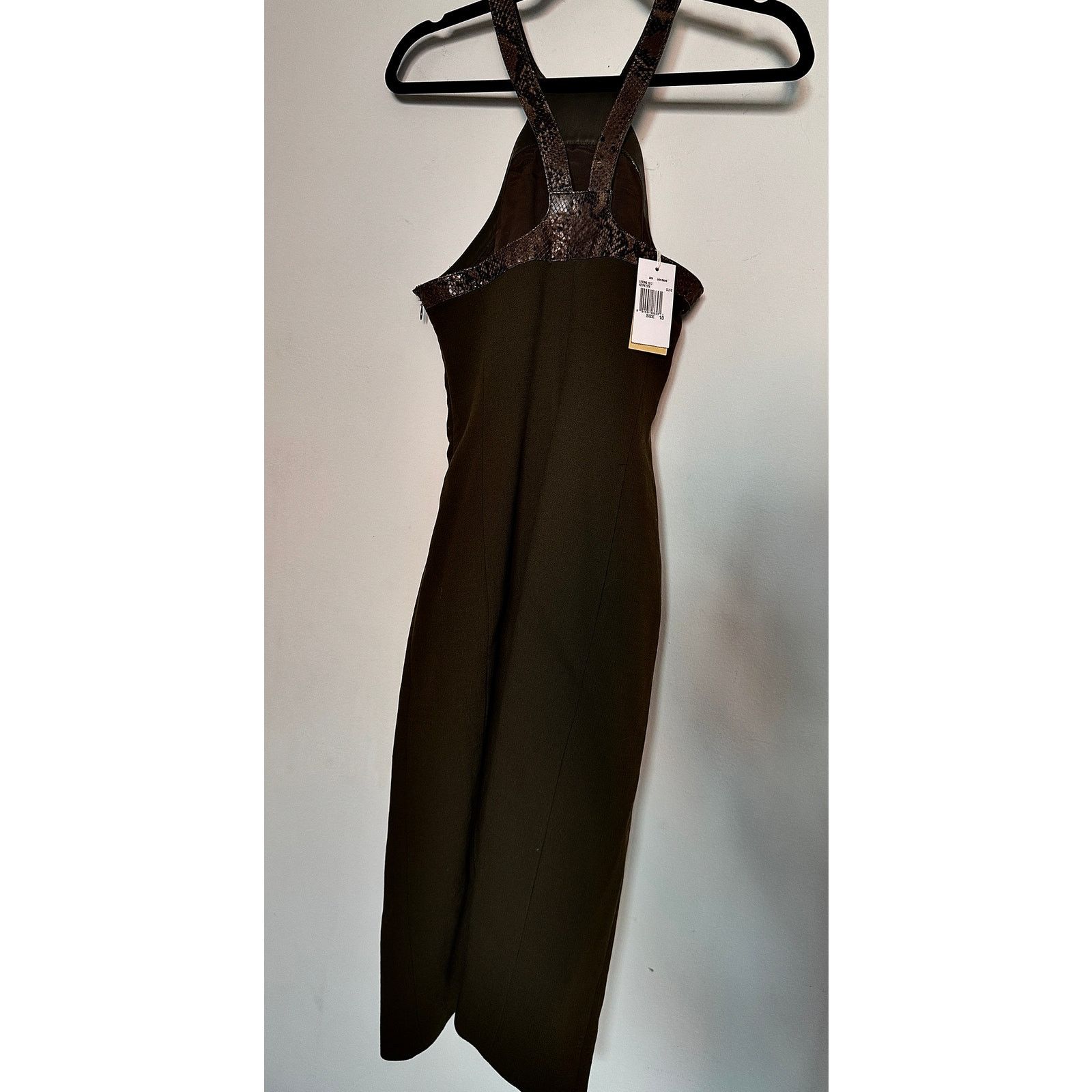 Michael Kors Michael Kors NWT Olive Cocktail Dress with Snakeskin Trim Size L / US 10 / IT 46 - 2 Thumbnail