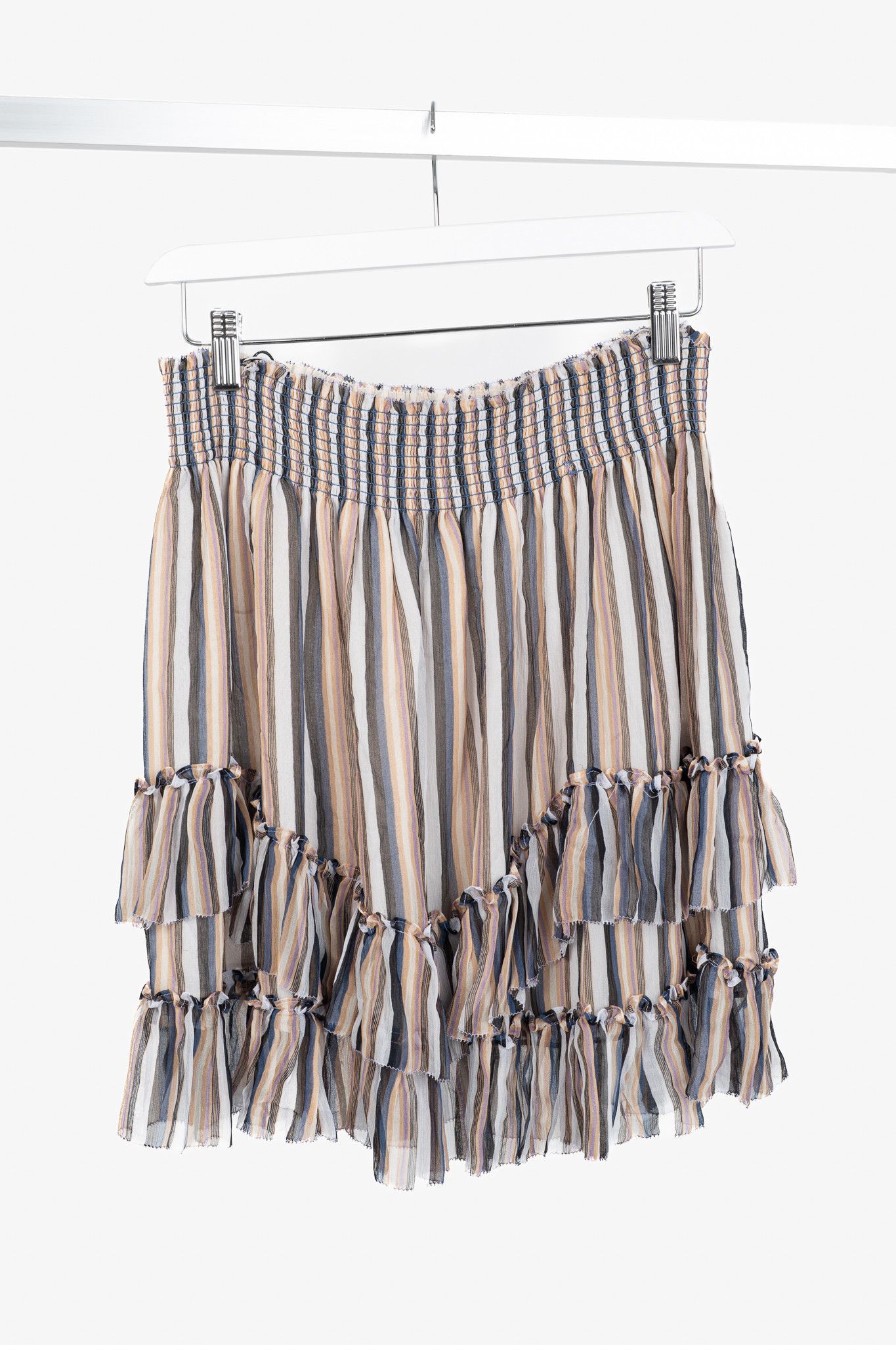 Derek Lam 10 Crosby Derek Lam 10 Crosby Orange Striped Silk Ruffle Mini Skirt Size 27" / US 4 / IT 40 - 2 Thumbnail