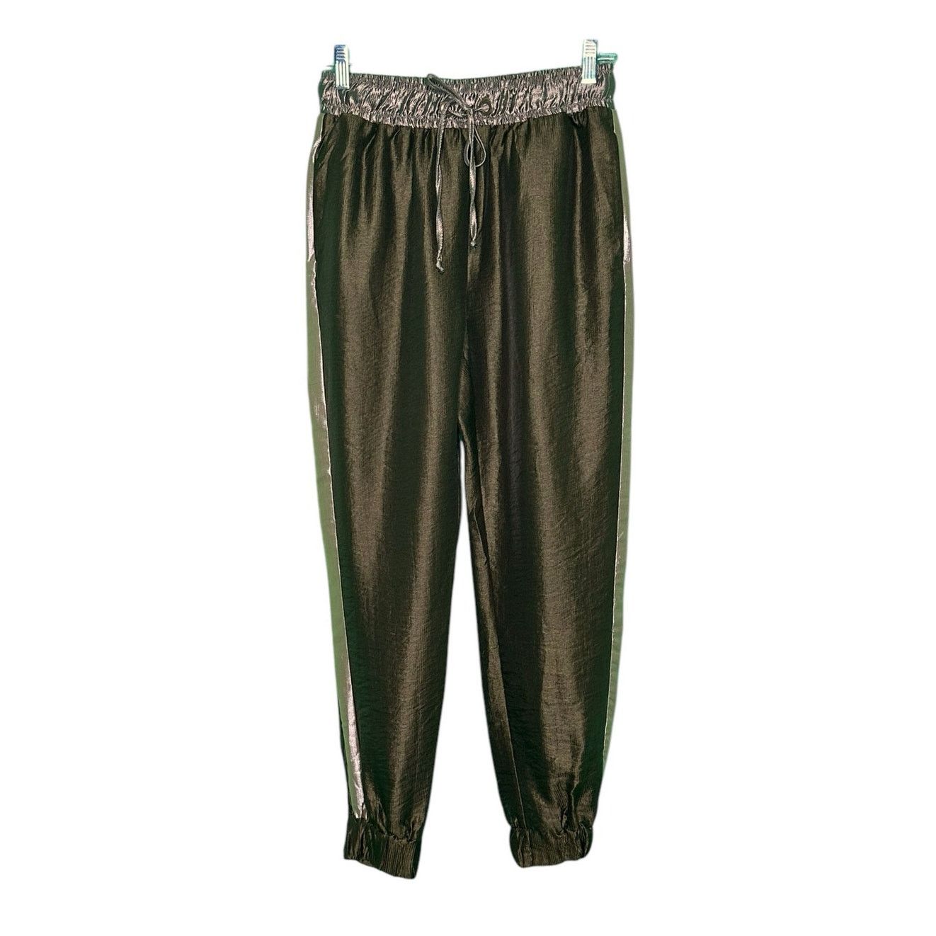 Zara Zara gold green satin effect pull on cuffed pants size Small Size 27" / US 4 / IT 40 - 1 Thumbnail
