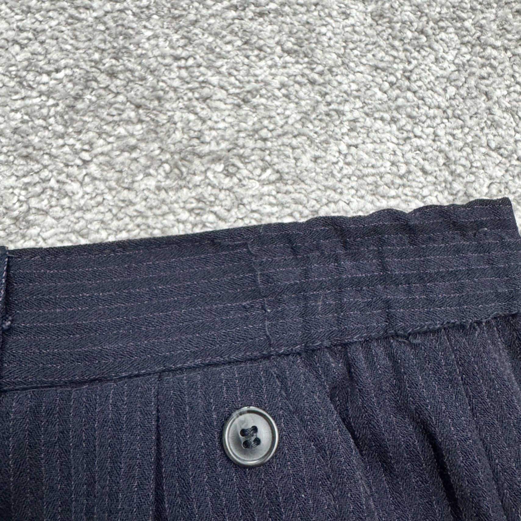 Vintage Unbranded Pleated Front Textured Dress Pants Mens 34x26 Navy Pinstriped Classic Size US 34 / EU 50 - 5 Thumbnail