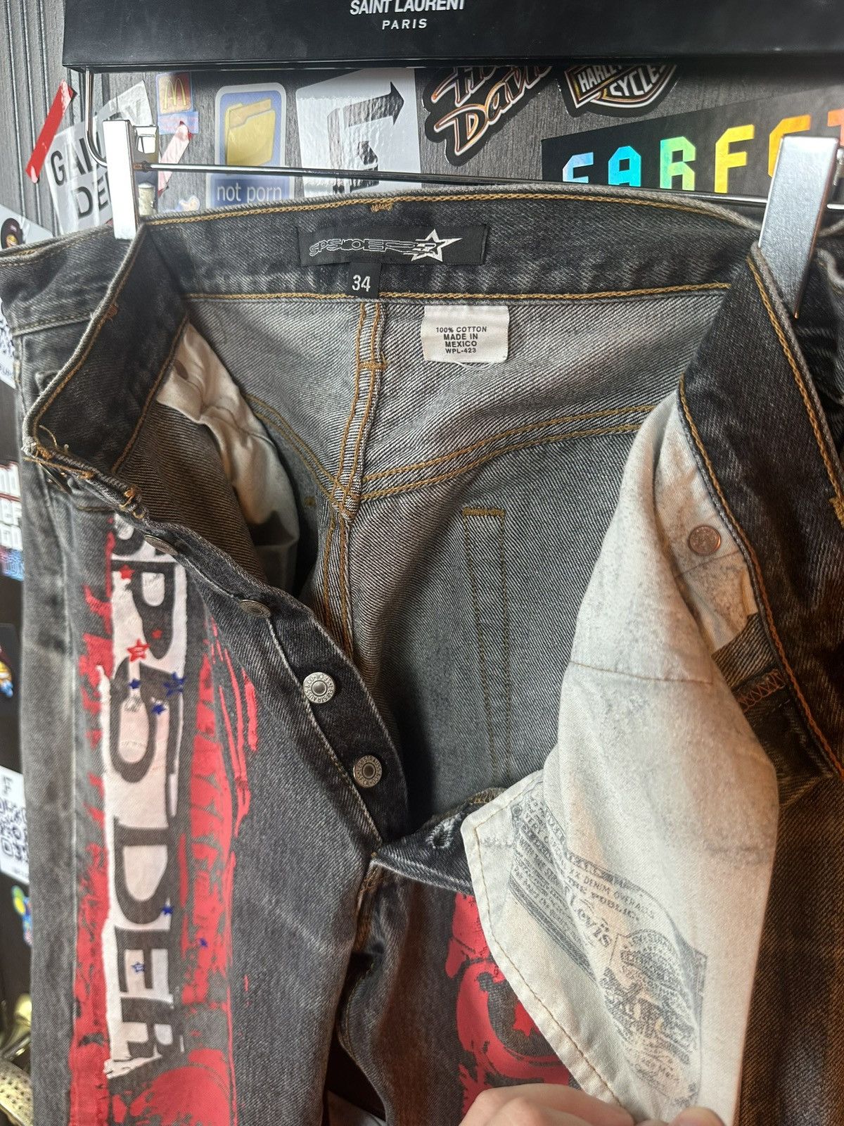 Sp5der × Young Thug Spider Worldwide Red Moto Jeans Size US 34 / EU 50 - 5 Thumbnail