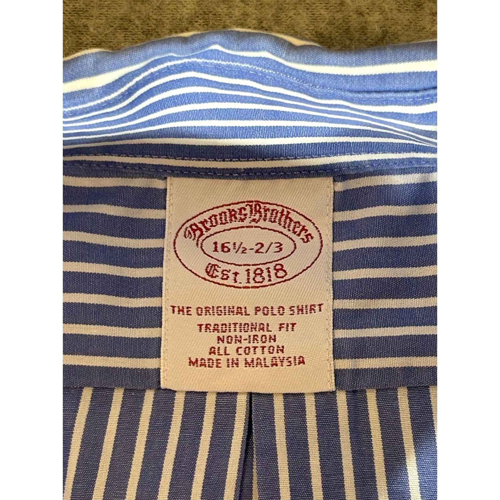 Brooks Brothers Brooks Brothers Shirt Mens 16.5 32/33 Button-Down Collar Traditional Fit Blue White Stripe 100% Cotton Non-Iron Dress Shirt Size US XL / EU 56 / 4 - 7 Thumbnail