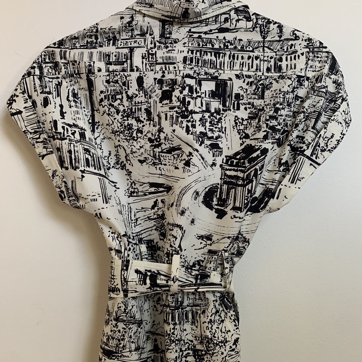 Dior Dior White with black city print belted shirt dress Size XS / US 0-2 / IT 36-38 - 4 Thumbnail