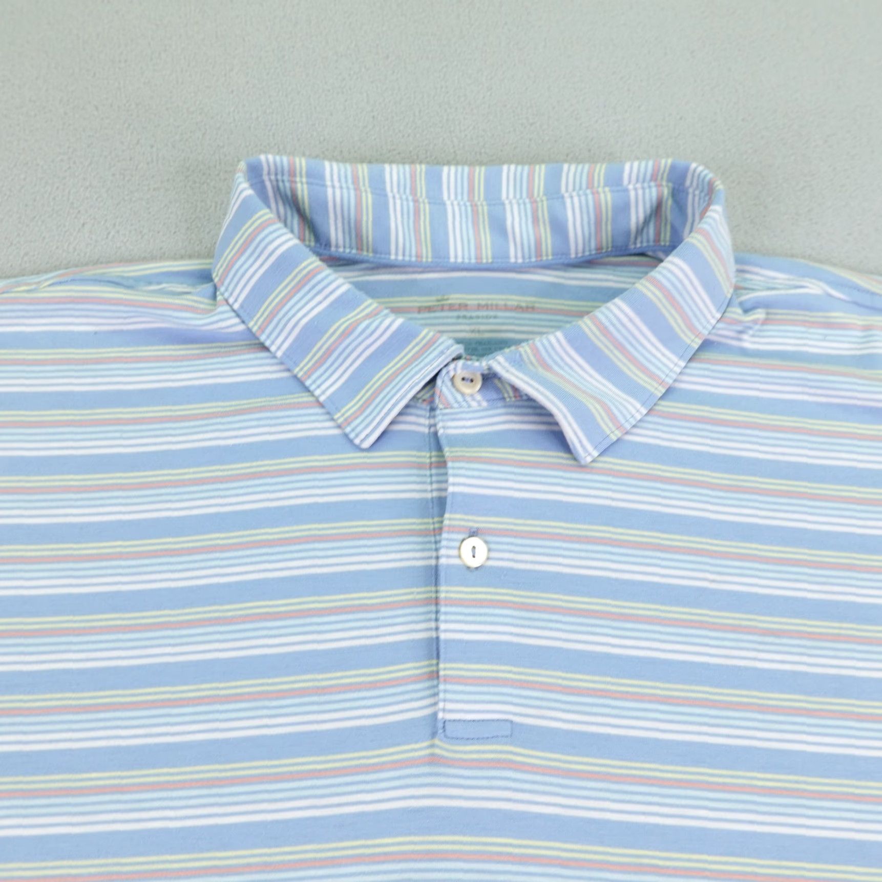 Peter Millar Peter Millar Polo Shirt Mens XL Blue Stripes Seaside Performance Flex Golf Size US XL / EU 56 / 4 - 2 Thumbnail