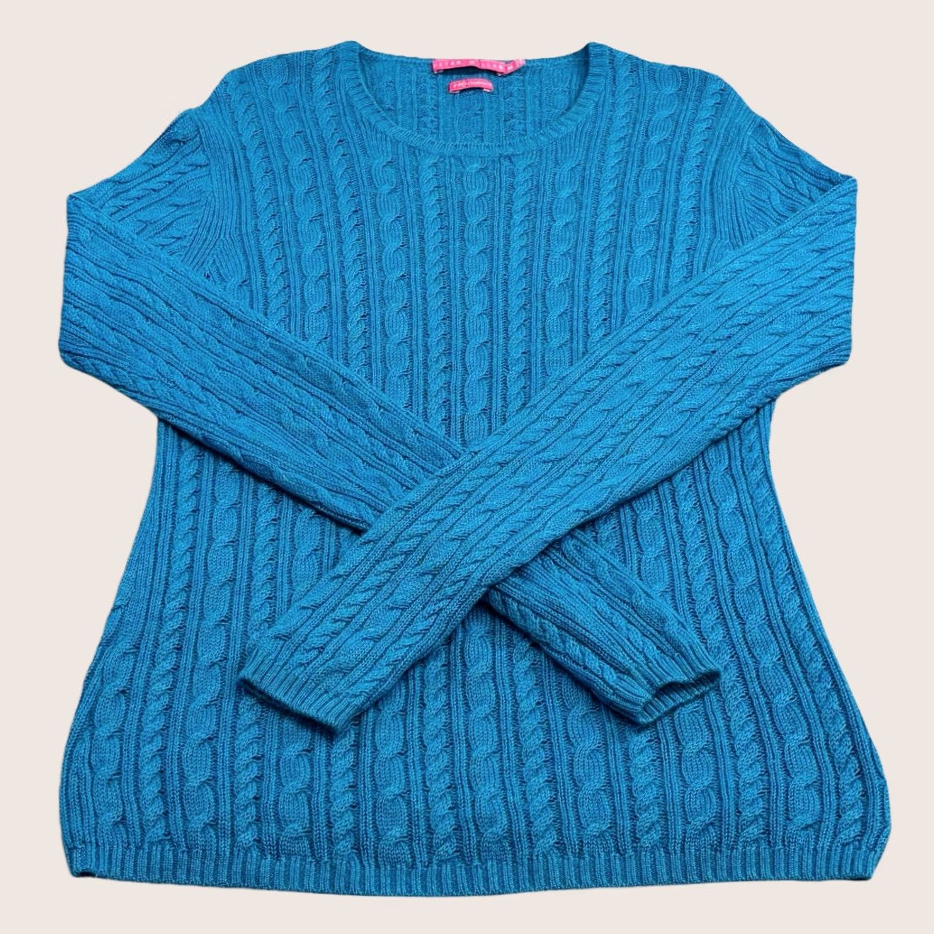 Peter Millar Peter Millar Jumper 100% Cashmere Cable-Knit Medium Women’s Teal Blue Pullover (Crew Neck, Long Sleeve) Size M / US 6-8 / IT 42-44 - 1 Thumbnail