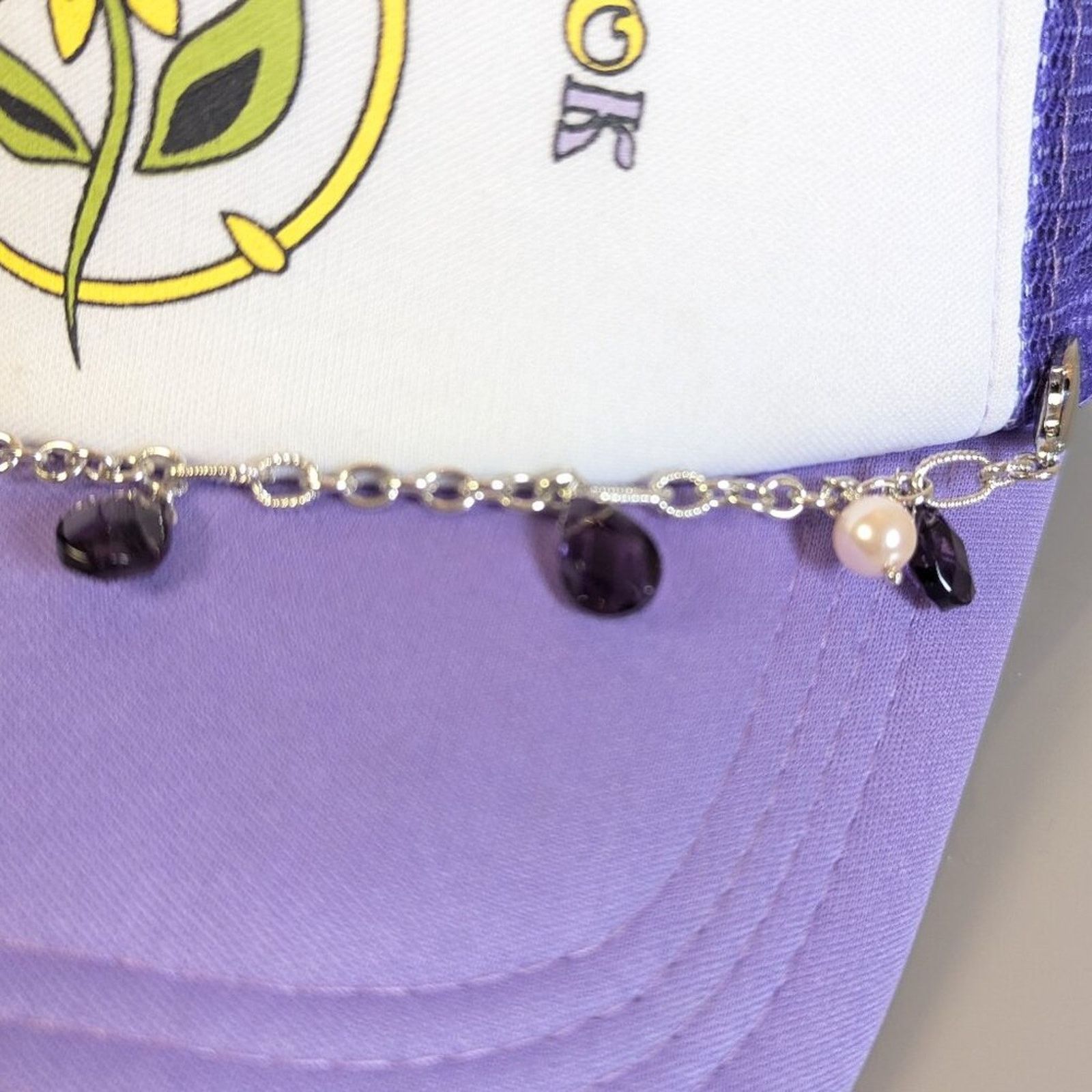 Other Upcycled Jewelry Charm Chain Purple Adjustable Trucker Hat Size ONE SIZE - 6 Thumbnail