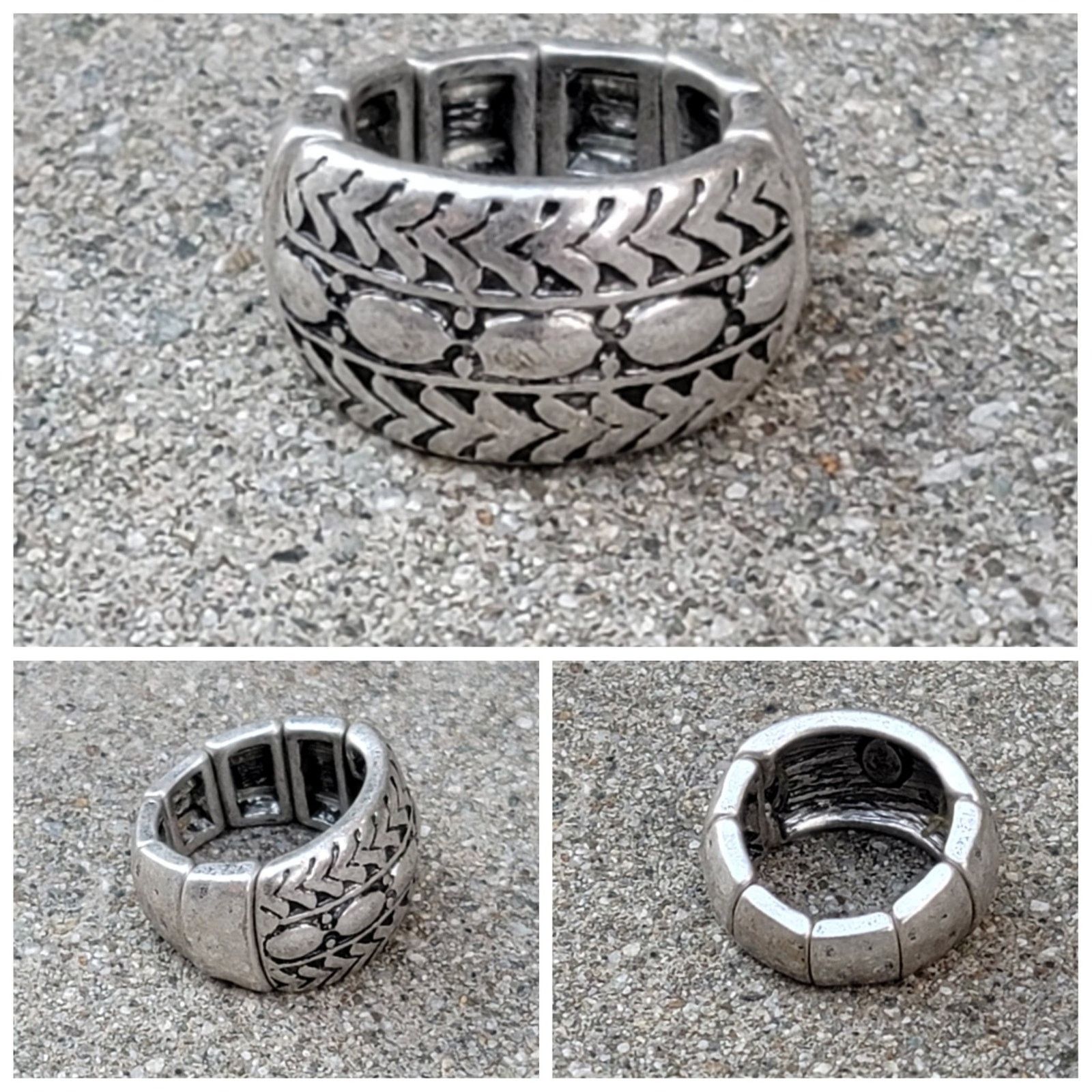 The Unbranded Brand Premier Designs Silver Tone Elastic Band Ring Size ONE SIZE - 1 Thumbnail