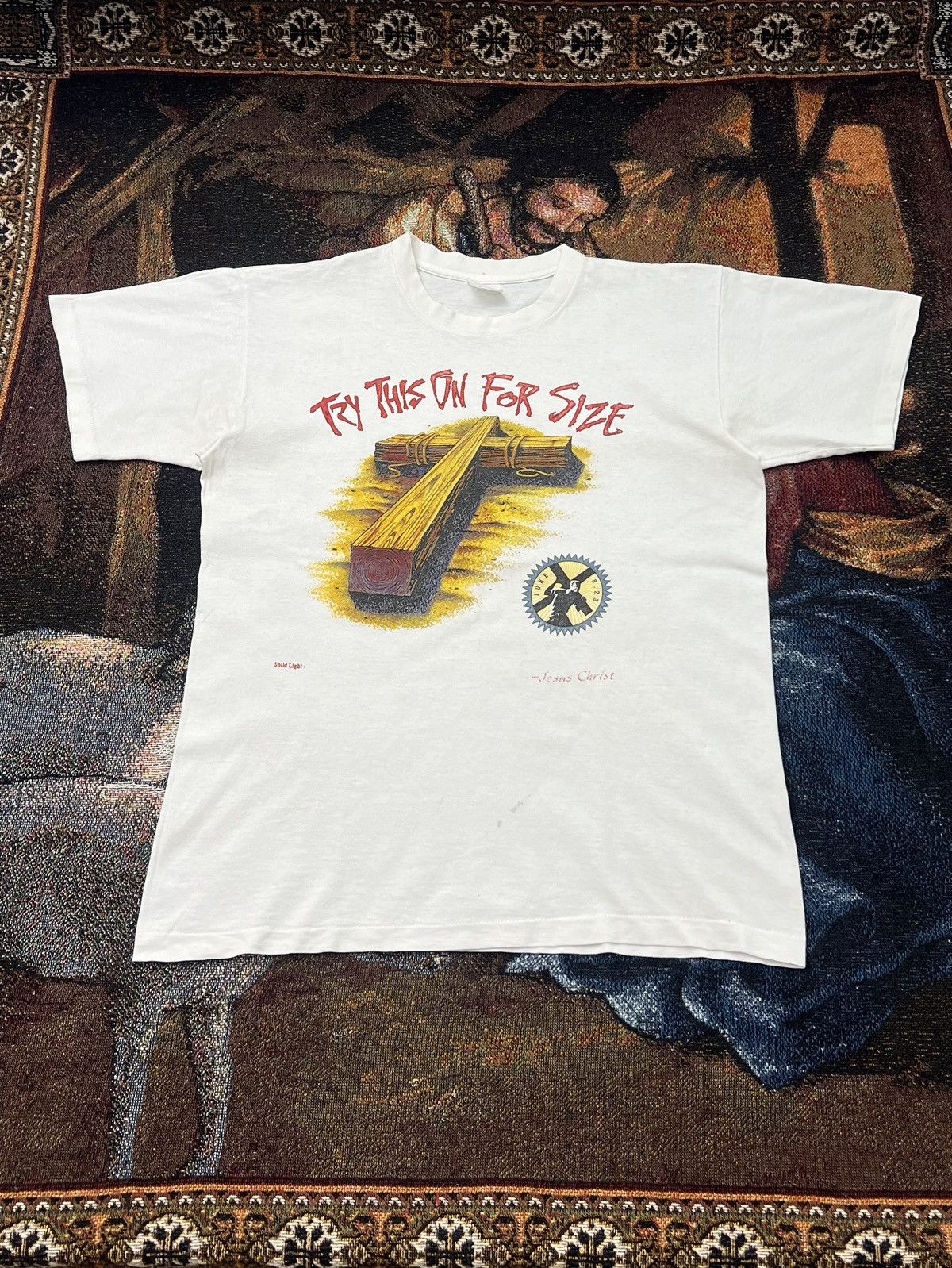 Vintage Vintage "Try This On For Size" Jesus Tee by Solid Light Size US L / EU 52-54 / 3 - 2 Thumbnail