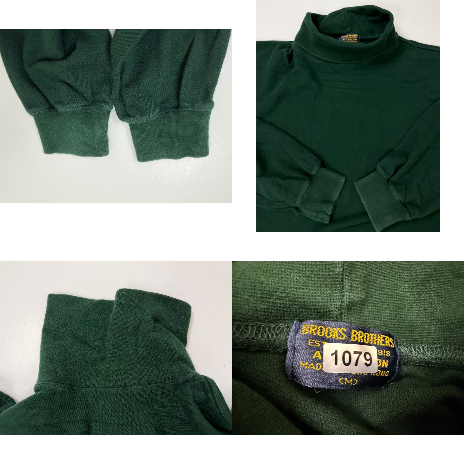 Brooks Brothers VINTAGE Brooks Brothers Shirt Turtleneck Men M Heavyweight Cotton Pique Knit 90s Oversized Green Size US M / EU 48-50 / 2 - 9 Thumbnail