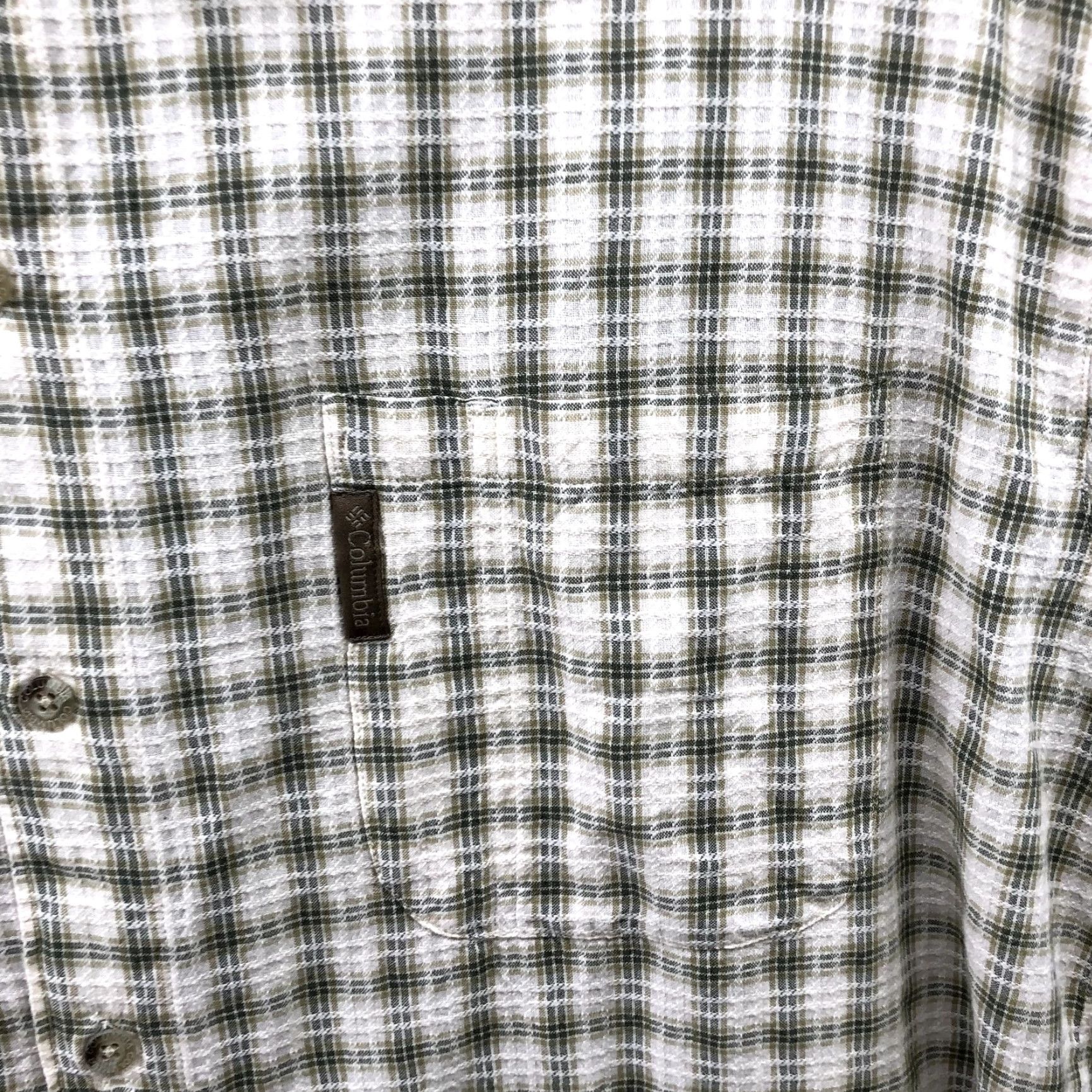 Vintage Columbia Short Sleeve Button Down Shirt Mens XL Beige Green Plaid Cotton Summer Size US XL / EU 56 / 4 - 5 Thumbnail