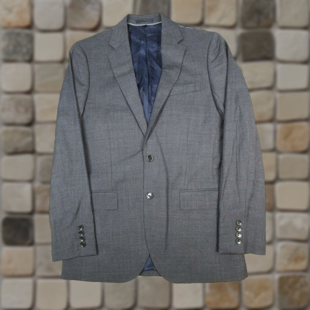 J.Crew J.CREW Blazer Mens 36 Gray Wool Notch Lapel Double-Vented 2 Piece Sports Jacket Regular Front Button Two-Button Dry Clean Only Wool Lining 36 Chest Size 36R - 1 Thumbnail