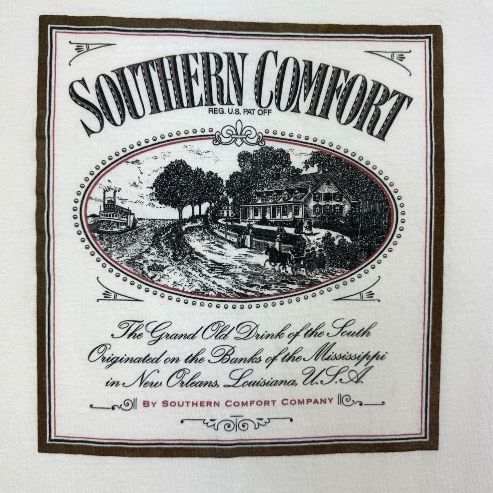 Fruit Of The Loom VINTAGE Southern Company Whiskey Promo T Shirt Adult Large White Cotton Fruit of the Loom Mens 90s USA Shirt Size US L / EU 52-54 / 3 - 3 Thumbnail