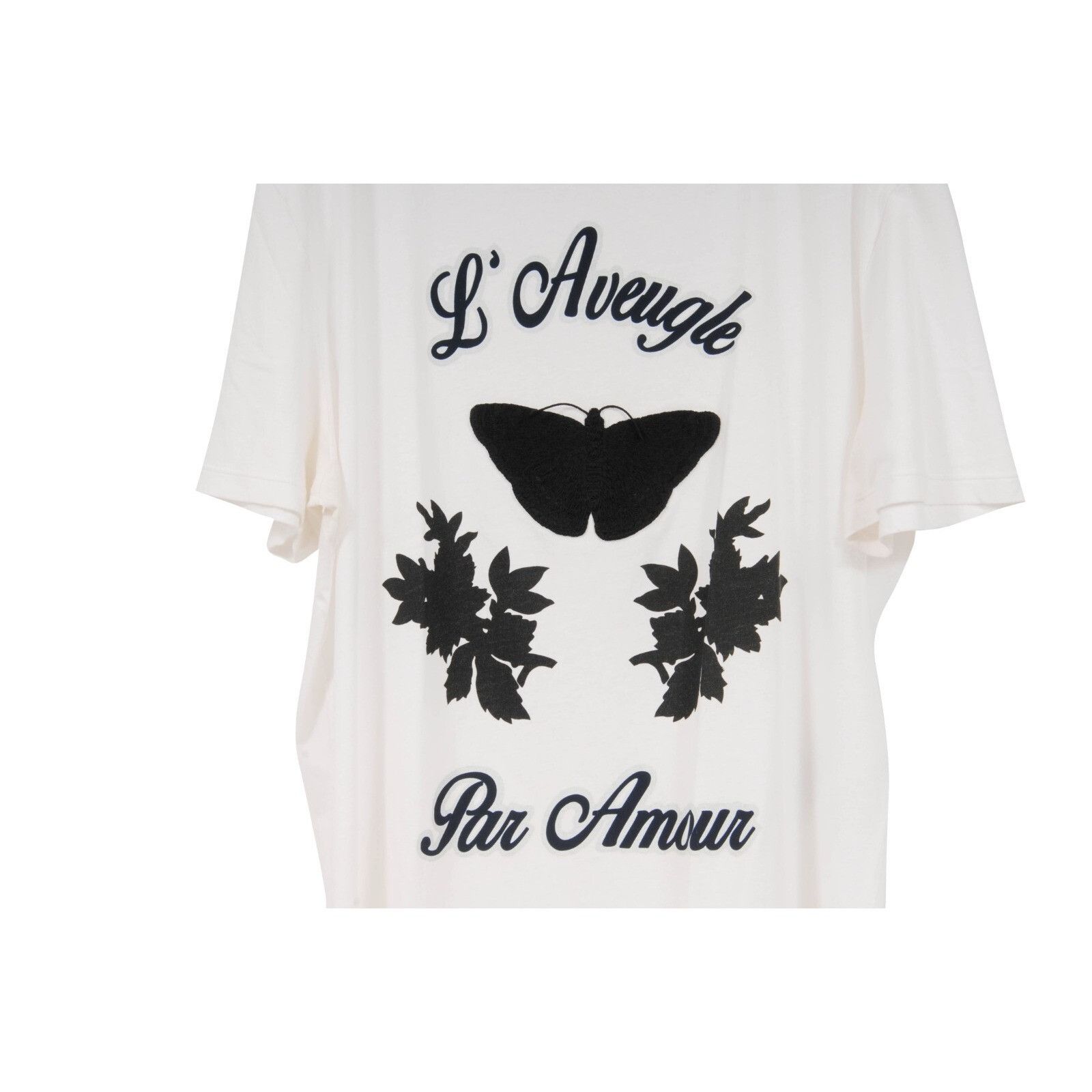 Gucci L' Aveugle Par Amour T Shirt White Black Embroidery Size US L / EU 52-54 / 3 - 3 Thumbnail