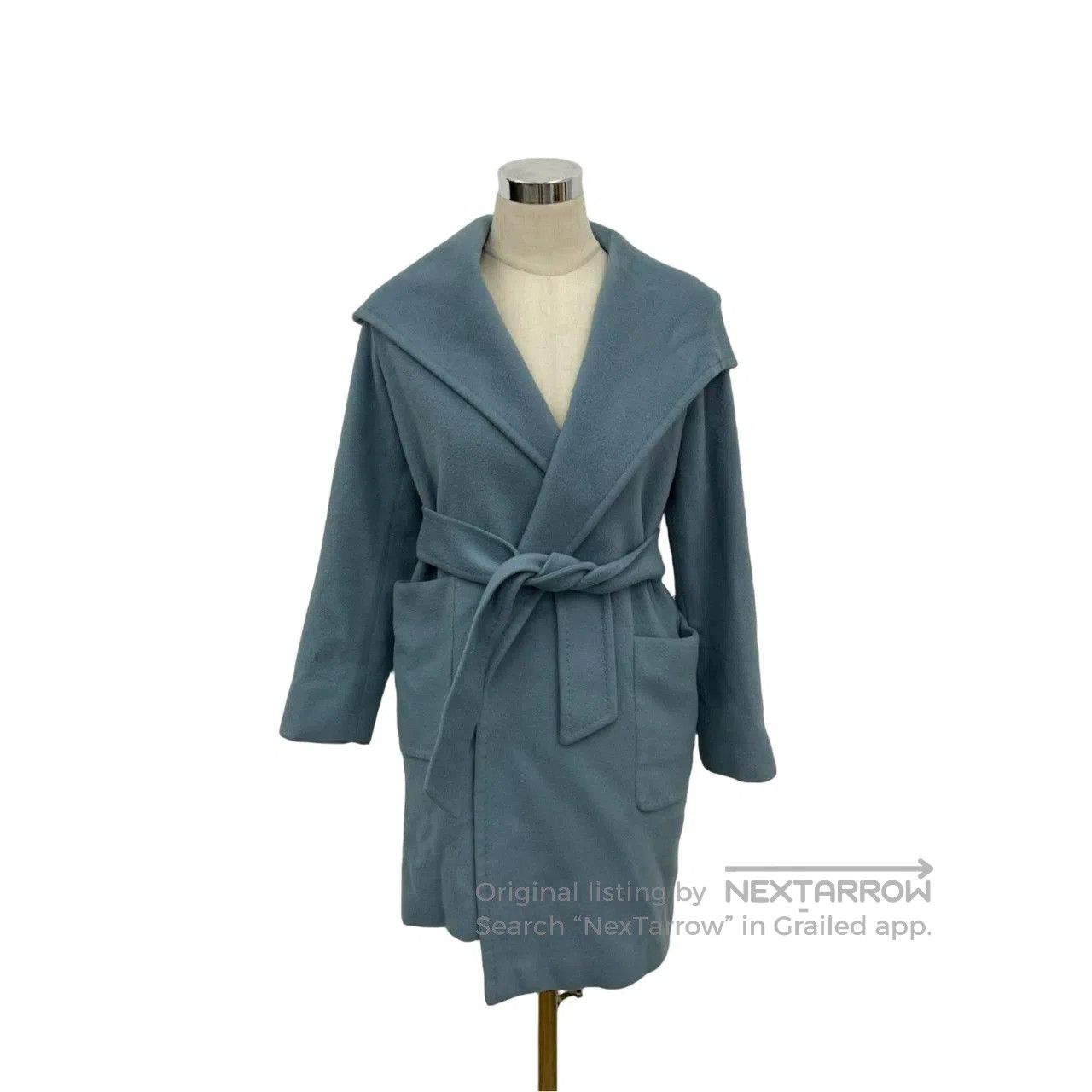 Max Mara MaxMara Blue Hooded Belted Coat. Size M / US 6-8 / IT 42-44 - 1 Thumbnail