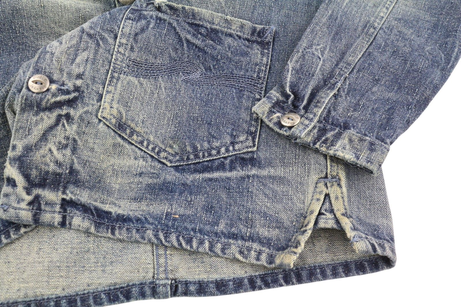 Nudie Jeans TRYGGVE S Cosmic Blue Faded Denim Patch Jacket 86108 Size US S / EU 44-46 / 1 - 5 Thumbnail