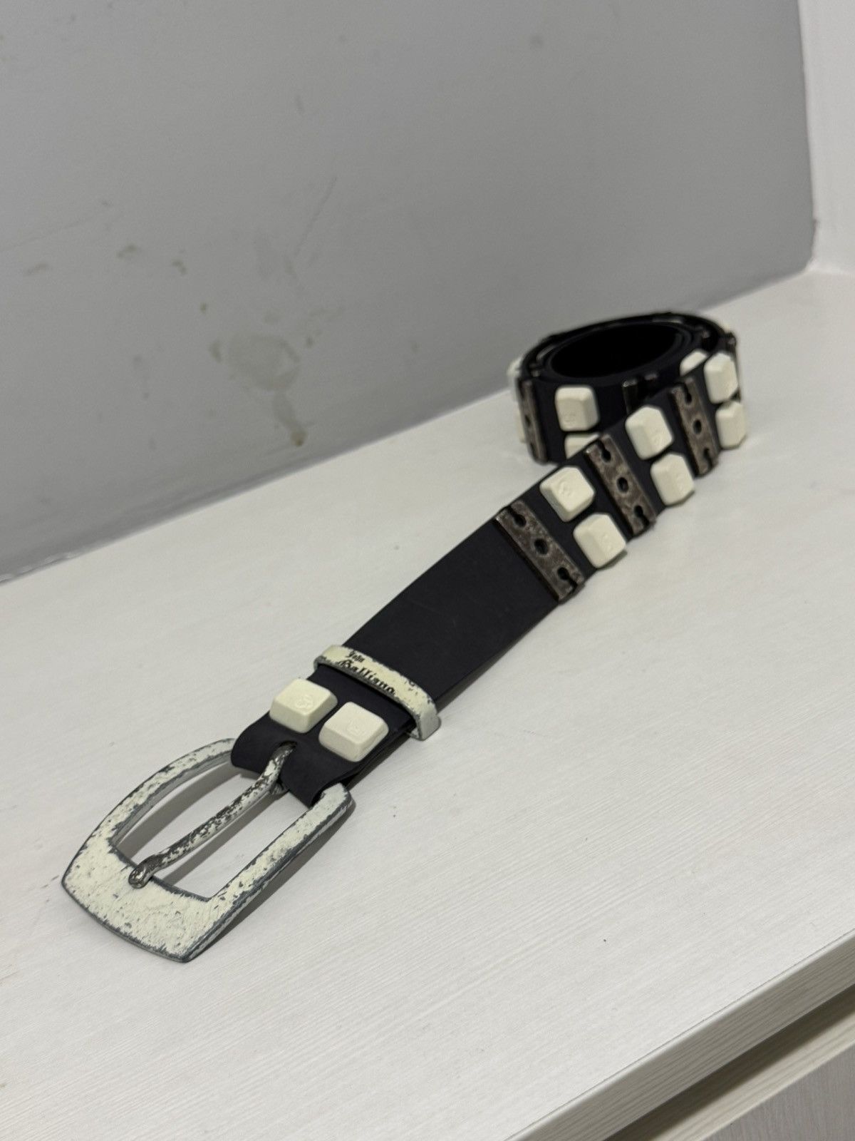 John Galliano JOHN GALLIANO KEYBOARDS STUDDED LEATHER BELT Size 32 - 2 Thumbnail