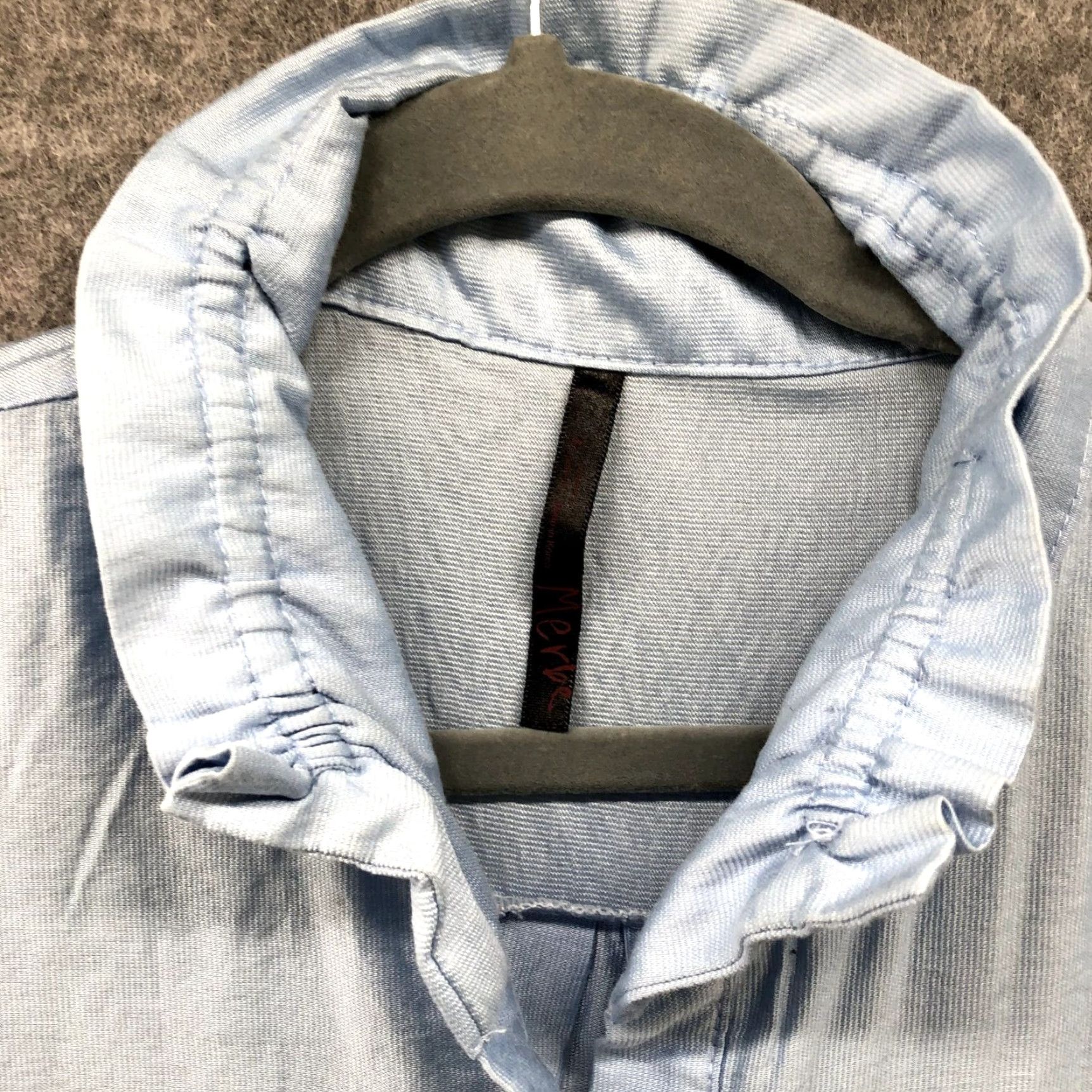 J Brand Merbe Womens Blue Tunic Button Up Shirt Ruffle Collar Sz M Size M / US 6-8 / IT 42-44 - 6 Thumbnail