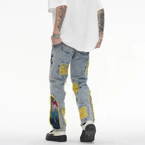 Japanese Brand Matsuoka x Mami Embroidered Patch Denim Ripped Jeans Size US 32 / EU 48 - 7 Thumbnail