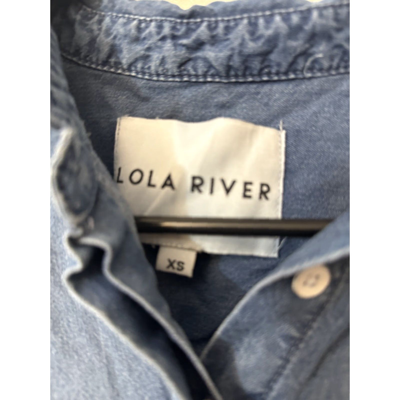 Vintage Lola River Chambray Button-Up Shirt Women XS Blue Long Sleeve Casual Classic Size XS / US 0-2 / IT 36-38 - 2 Thumbnail
