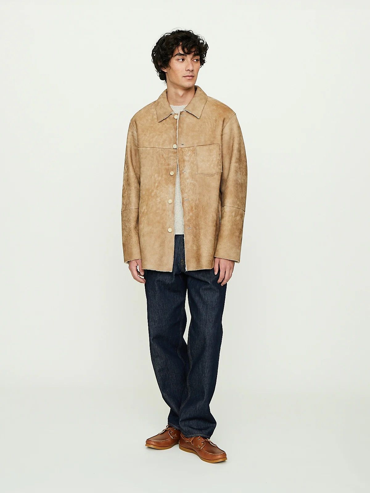Auralee Auralee Beige Merino Mouton Shearling Shirt Jacket Size US L / EU 52-54 / 3 - 2 Thumbnail