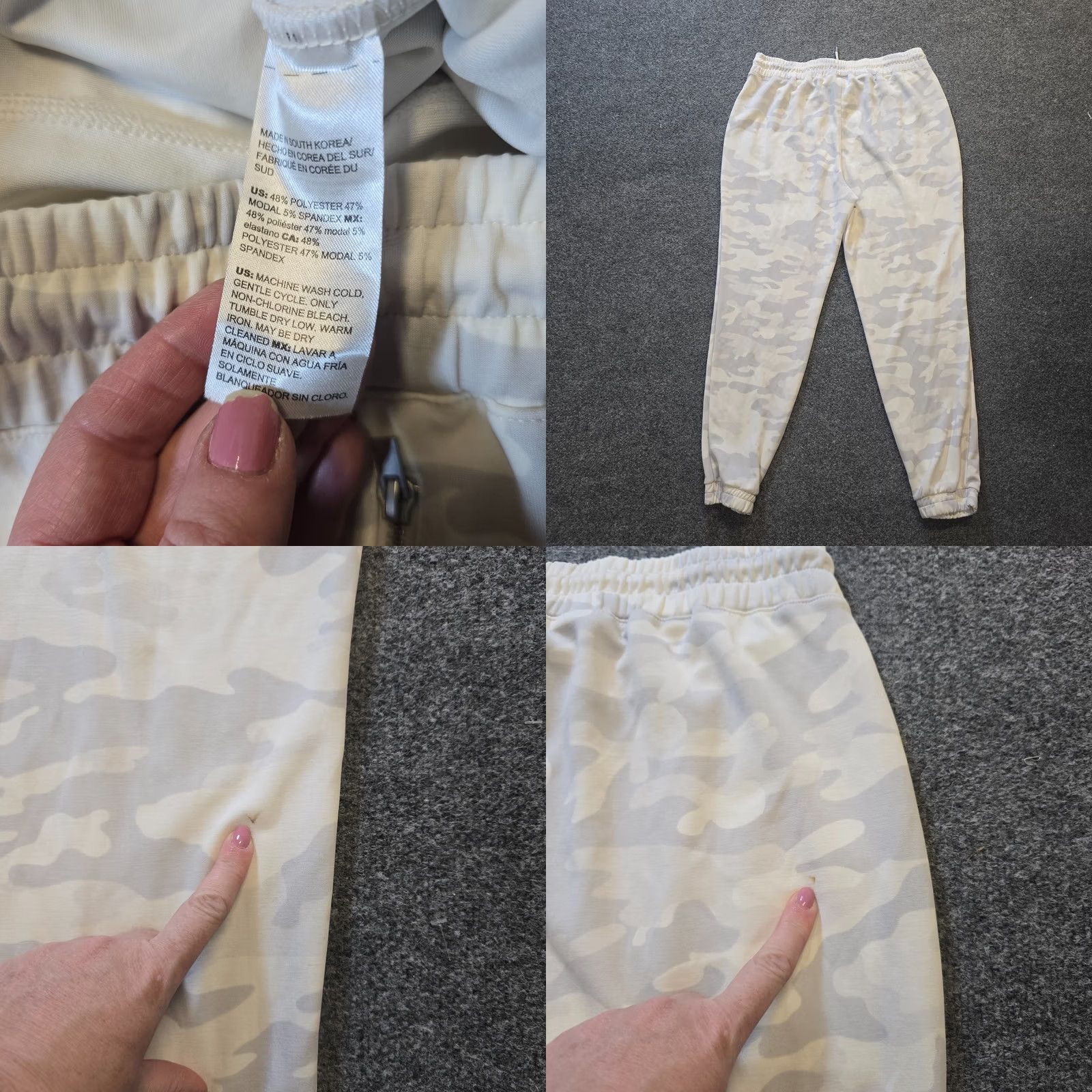 Vintage Chicos Pants Womens Large White Gray Camo Jogger Pull On Casual Lounge Knit High Rise Pockets Size 36" / US 14 / IT 50 - 8 Thumbnail