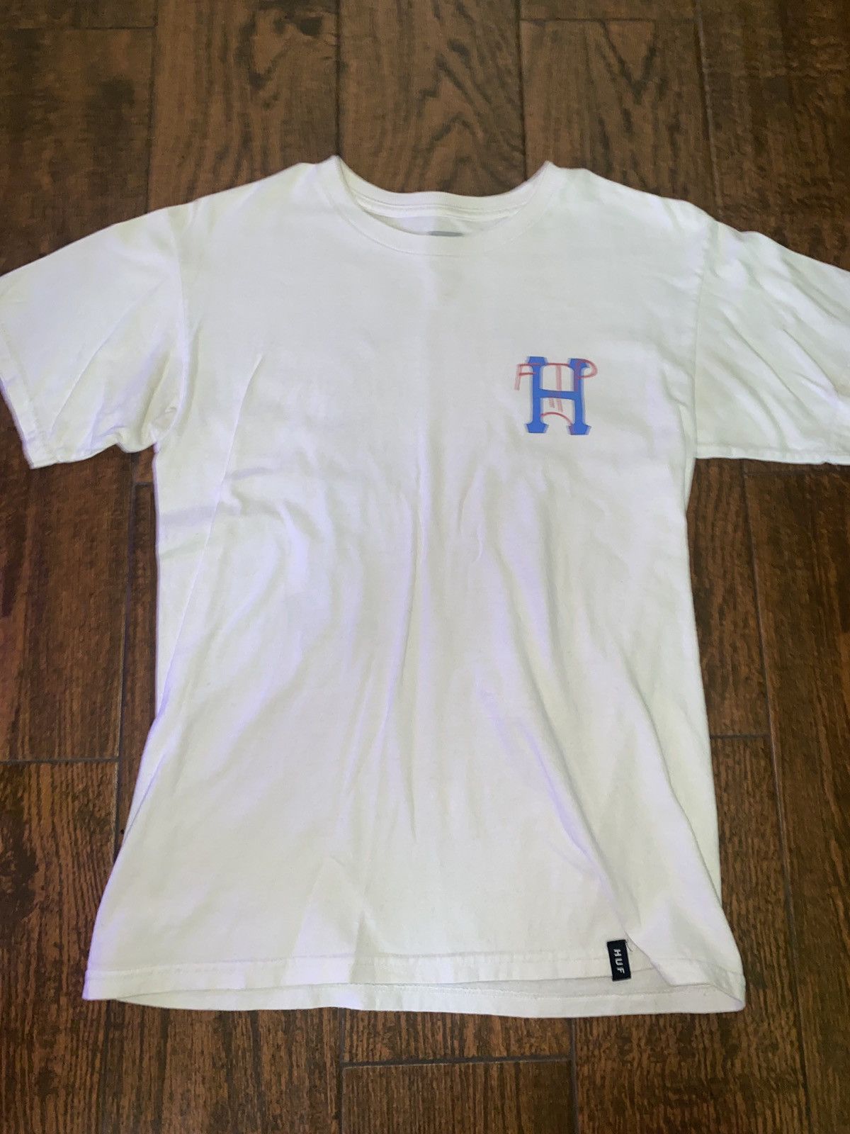 image of Fuck The Population x Huf Ftp X Huf Frown Logo T-Shirt White 1St Collab, Men's (Size Small)