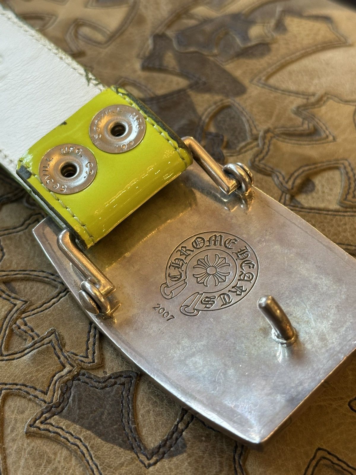 Chrome Hearts CHROME HEARTS 1-1 METALIC LIME FLUR BELT Size 36 - 4 Thumbnail
