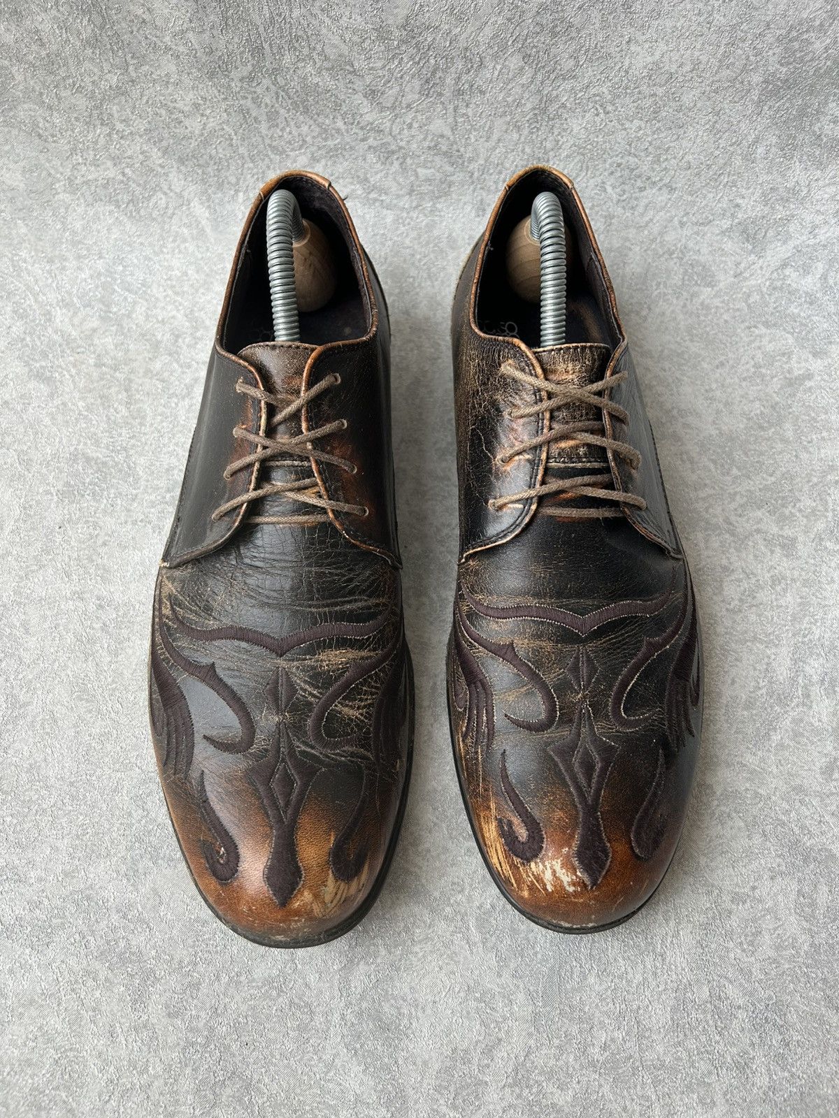 10 Corso Como Corso Como Y2K Western Flame Leather Derby Loafers Size US 8.5 / EU 41-42 - 3 Thumbnail