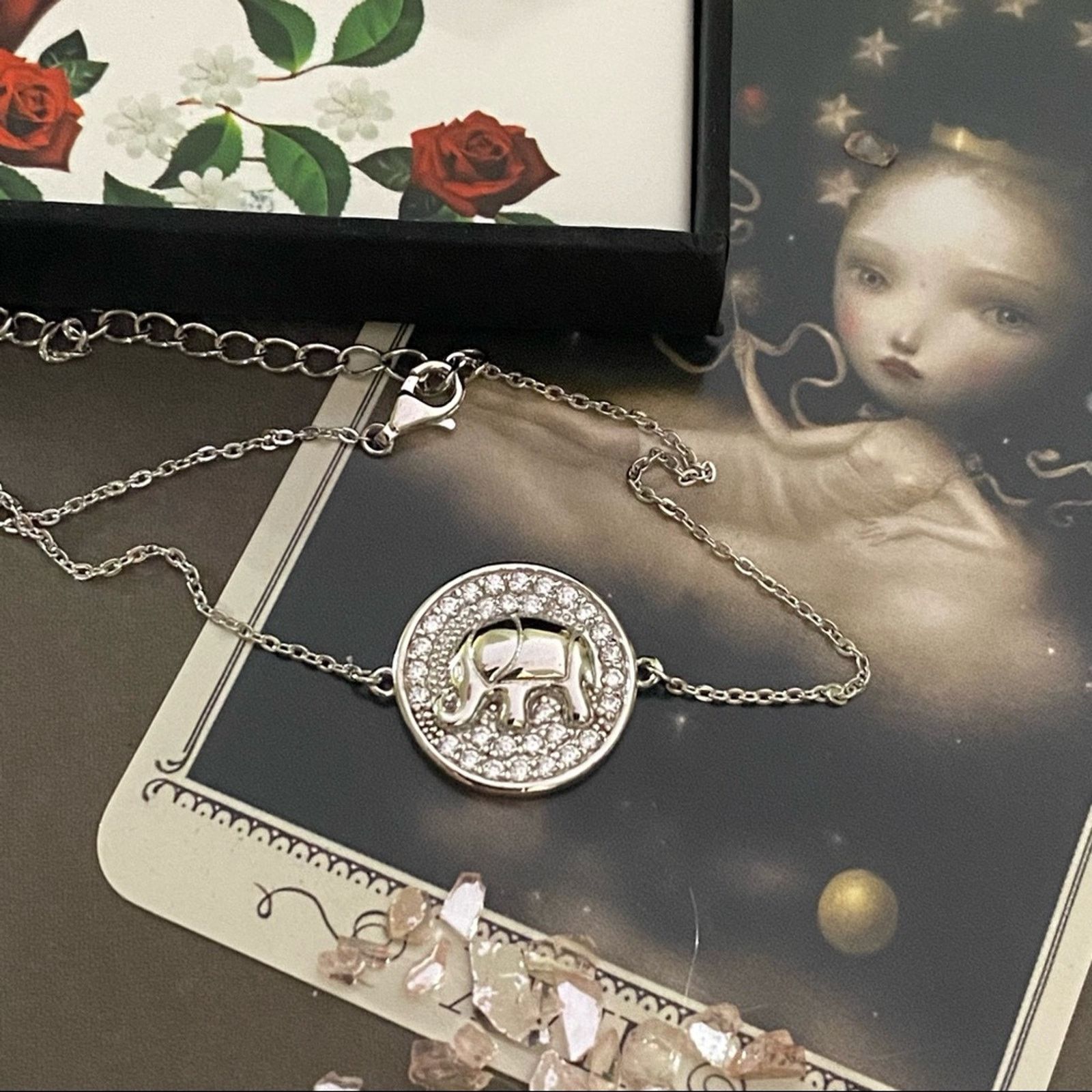 The Unbranded Brand Sterling Silver CZ Elephant Bracelet With White Gold Plating Size ONE SIZE - 2 Thumbnail