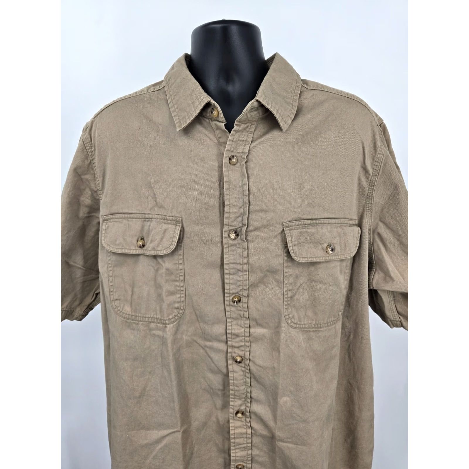 Vintage Boulder Creek Shirt 2XLT Beige Cotton Polyester Canvas Button-Up Button Up Mens | 2XLT Tall | Beige | Casual Workwear Outdoors Outdoors? Size US XXL / EU 58 / 5 - 3 Thumbnail