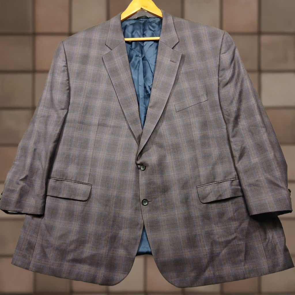 Jack Victor VINTAGE Jack Victor Blazer Sport Coat Brown Plaid 54R Wool Canada Men Size 54R - 1 Thumbnail