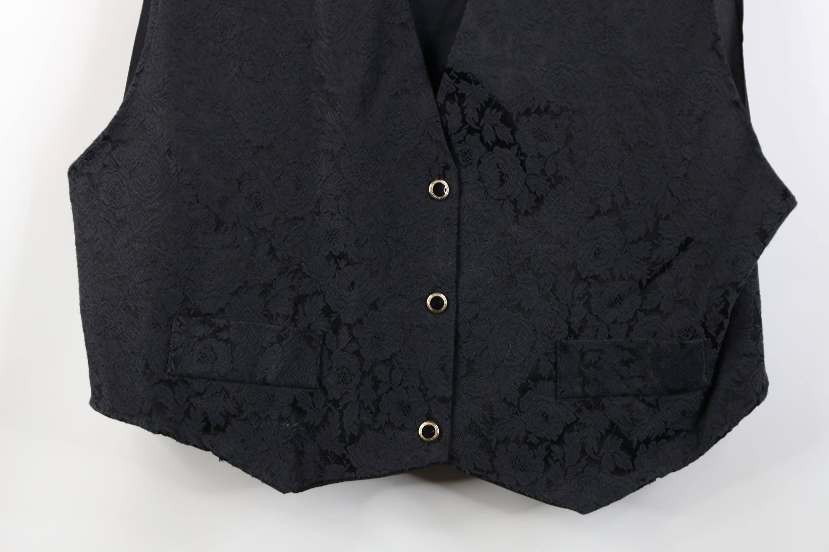 Vintage Vintage 90s Streetwear Flower Button Suit Vest Jacket Black Size 3XL / US 20-22 - 3 Thumbnail