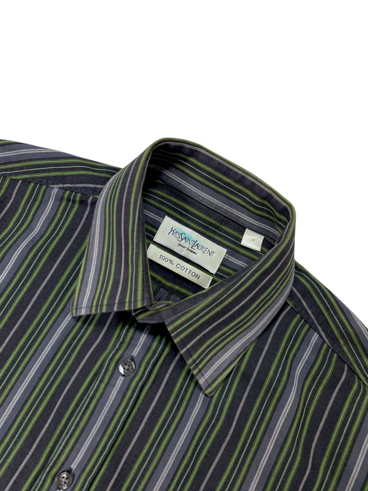 Yves Saint Laurent Yves Saint Laurent YSL Logo Striped Cotton Shirt Size US M / EU 48-50 / 2 - 7 Thumbnail