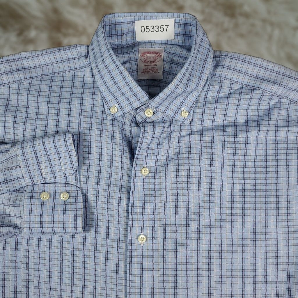 Brooks Brothers Brooks Brothers Dress Shirt Mens Size 15.5 Blue Plaid Long Sleeve Button Up Casual Size 40R - 1 Thumbnail
