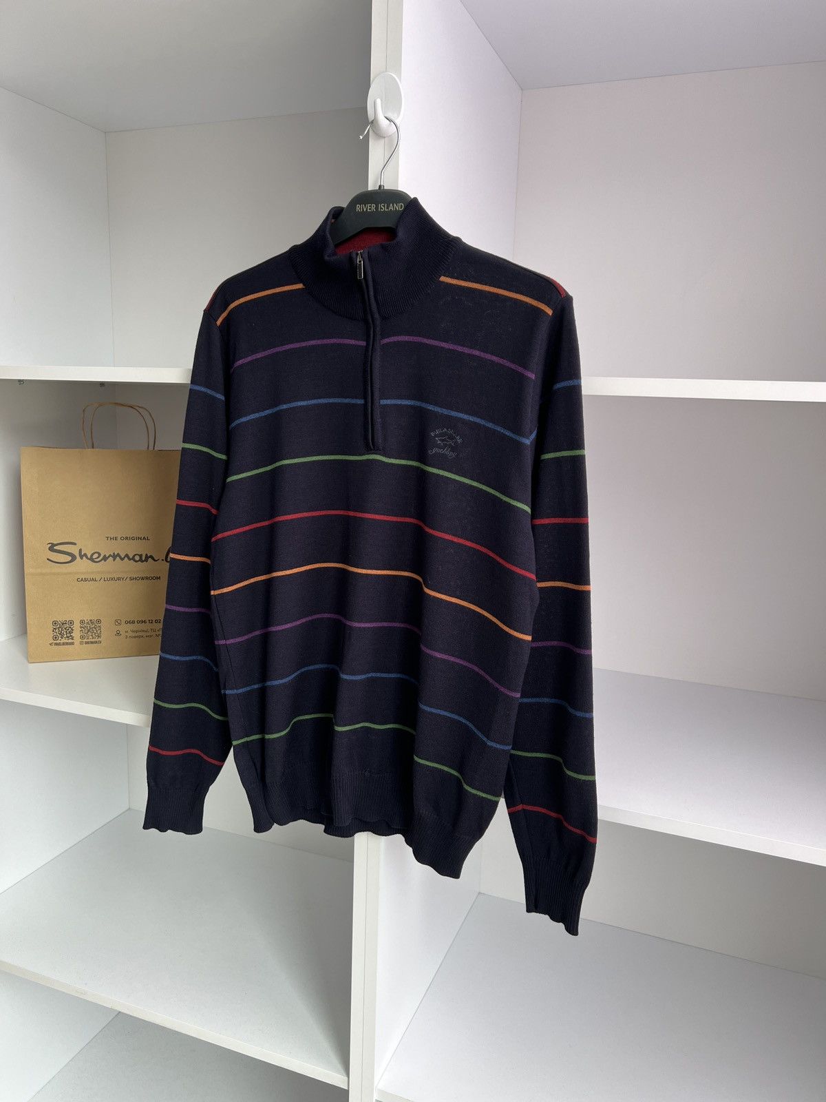 Designer × Paul & Shark × Vintage Vintage Paul Shark striped navy luxury sweater Size US M / EU 48-50 / 2 - 9 Thumbnail