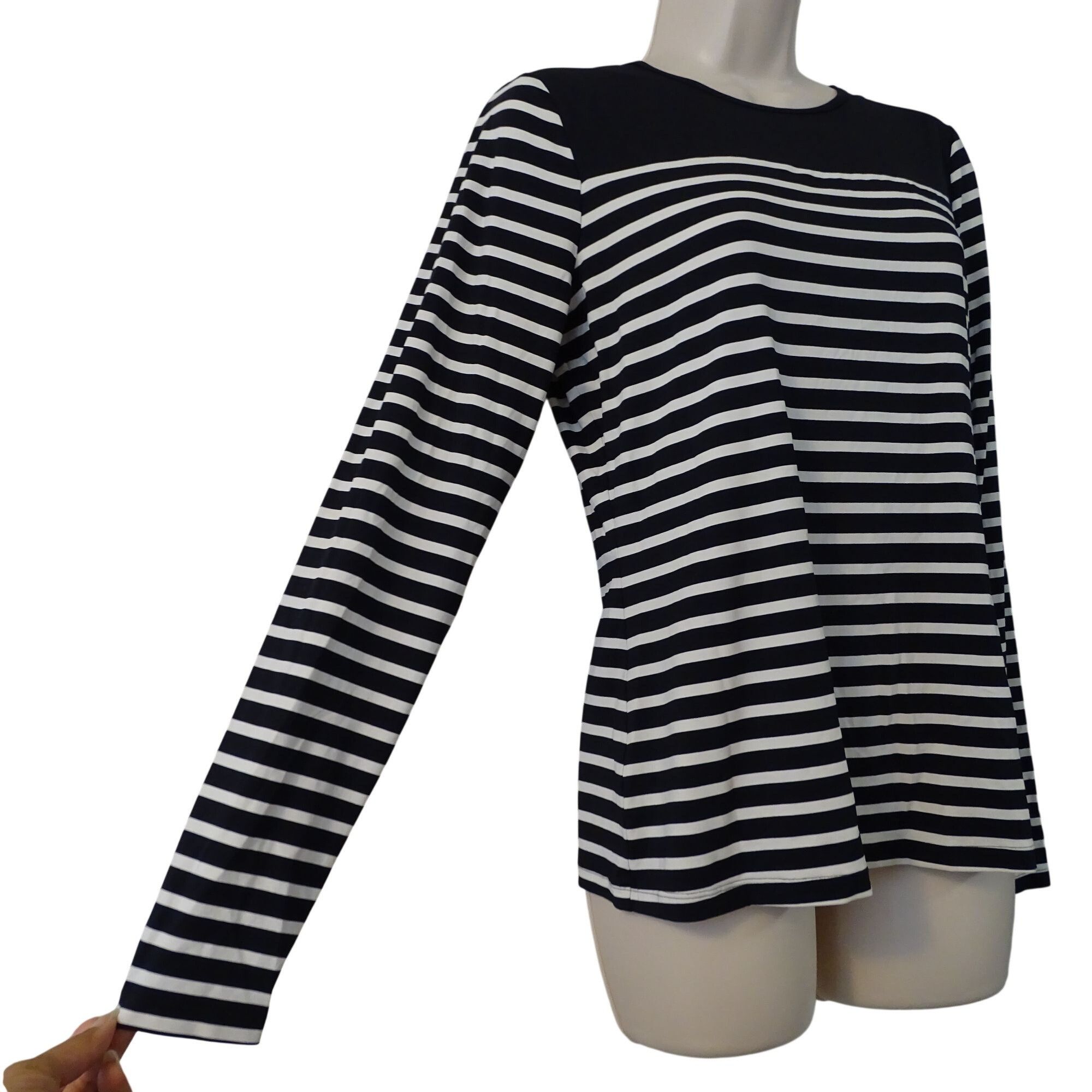 Lands' End Lands End Women Black White Striped Long Sleeve Top Size S Size S / US 4 / IT 40 - 2 Thumbnail