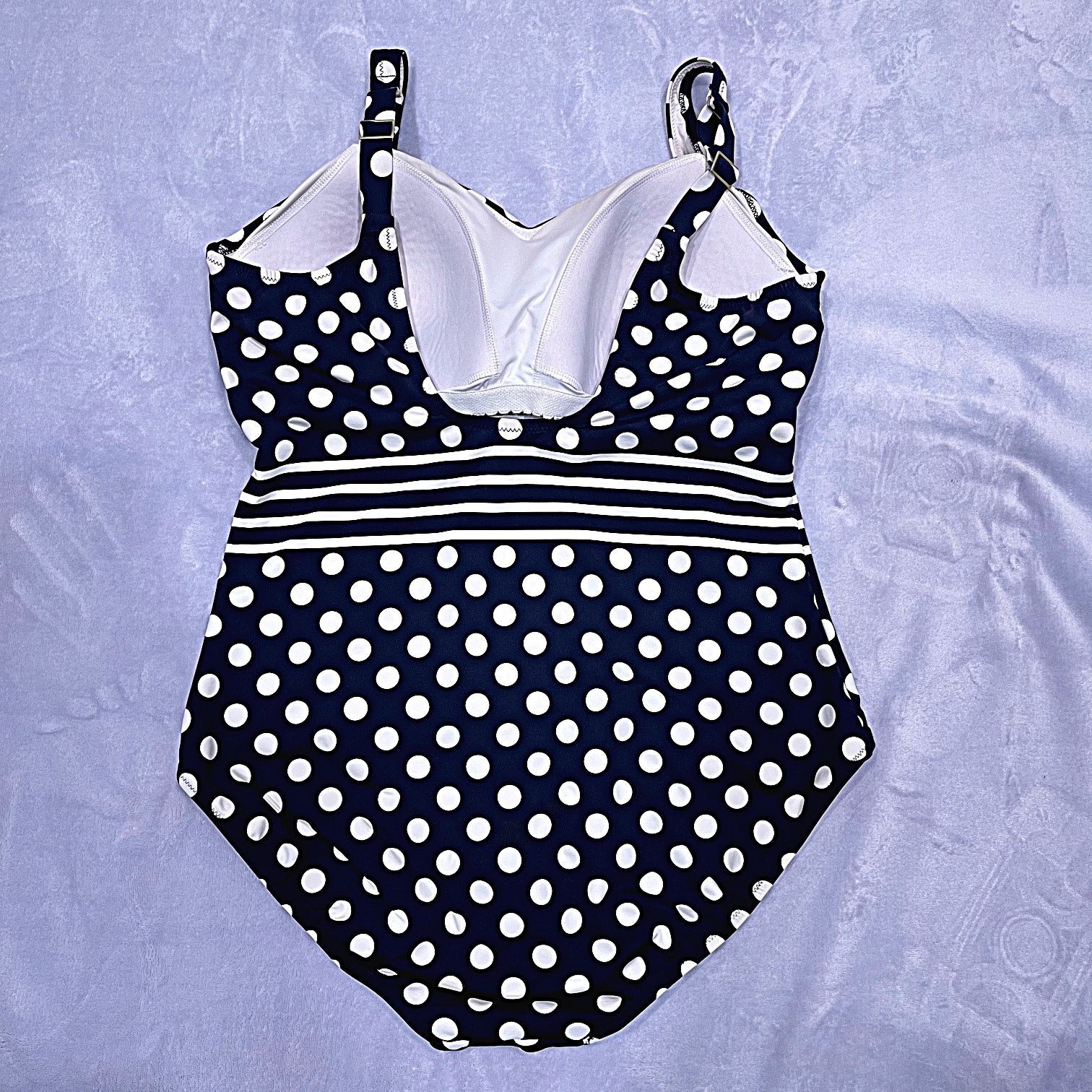 Lands' End Lands End Polka Dot Striped Swimsuit Black White Womens 14 Size XL / US 12-14 / IT 48-50 - 2 Thumbnail