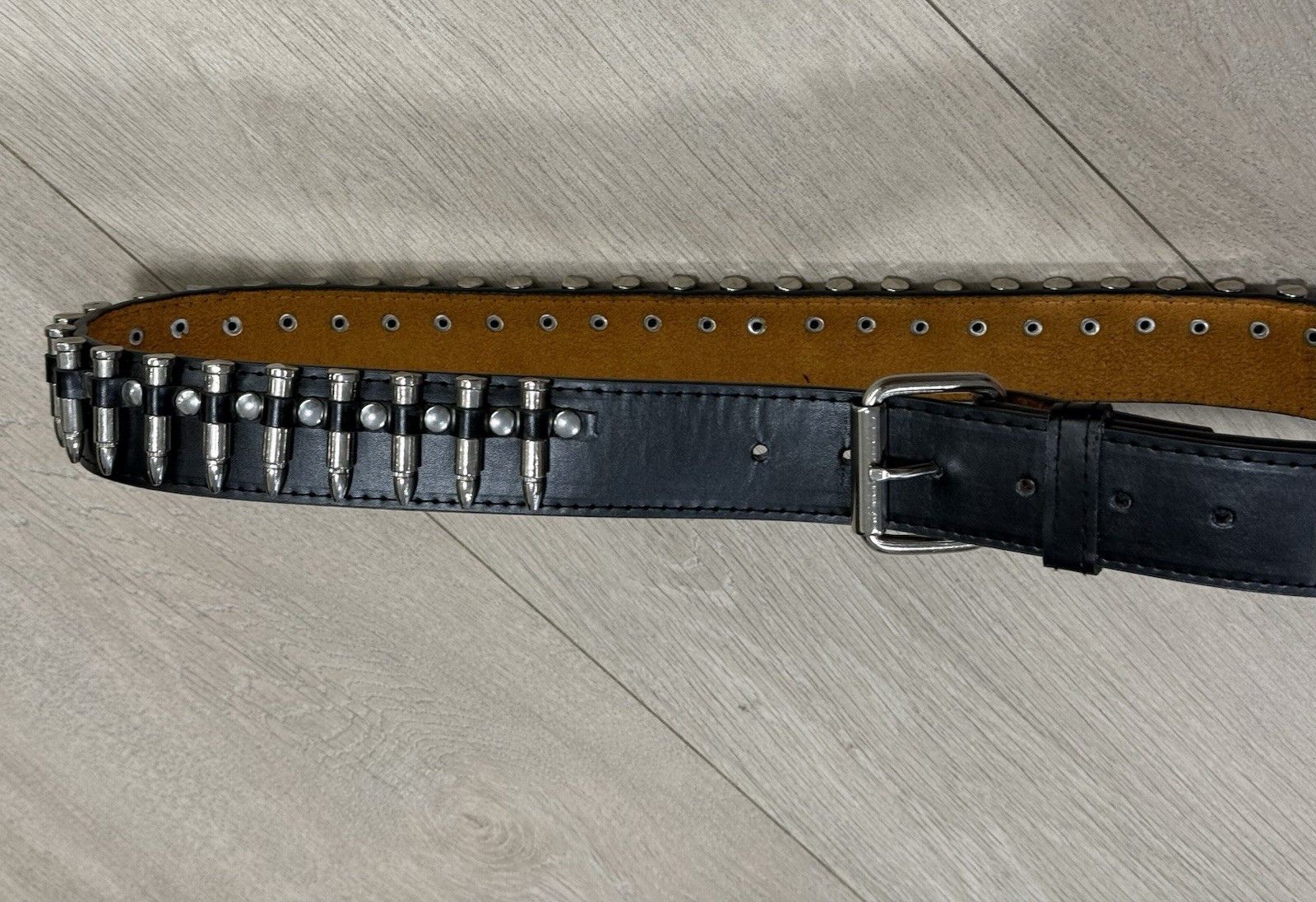 Vintage Funky Punk London Leather Belt Bullet y2k Festival Gothic Size 34 - 1 Thumbnail