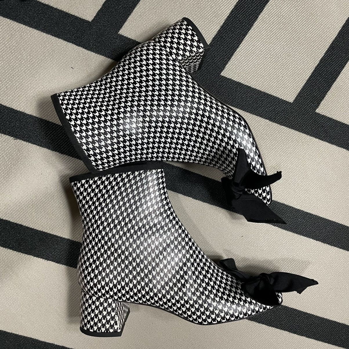 Other A.Bocca Italy Pattern Black & White Leather Boots Luxury Size US 6 / IT 36 - 6 Thumbnail