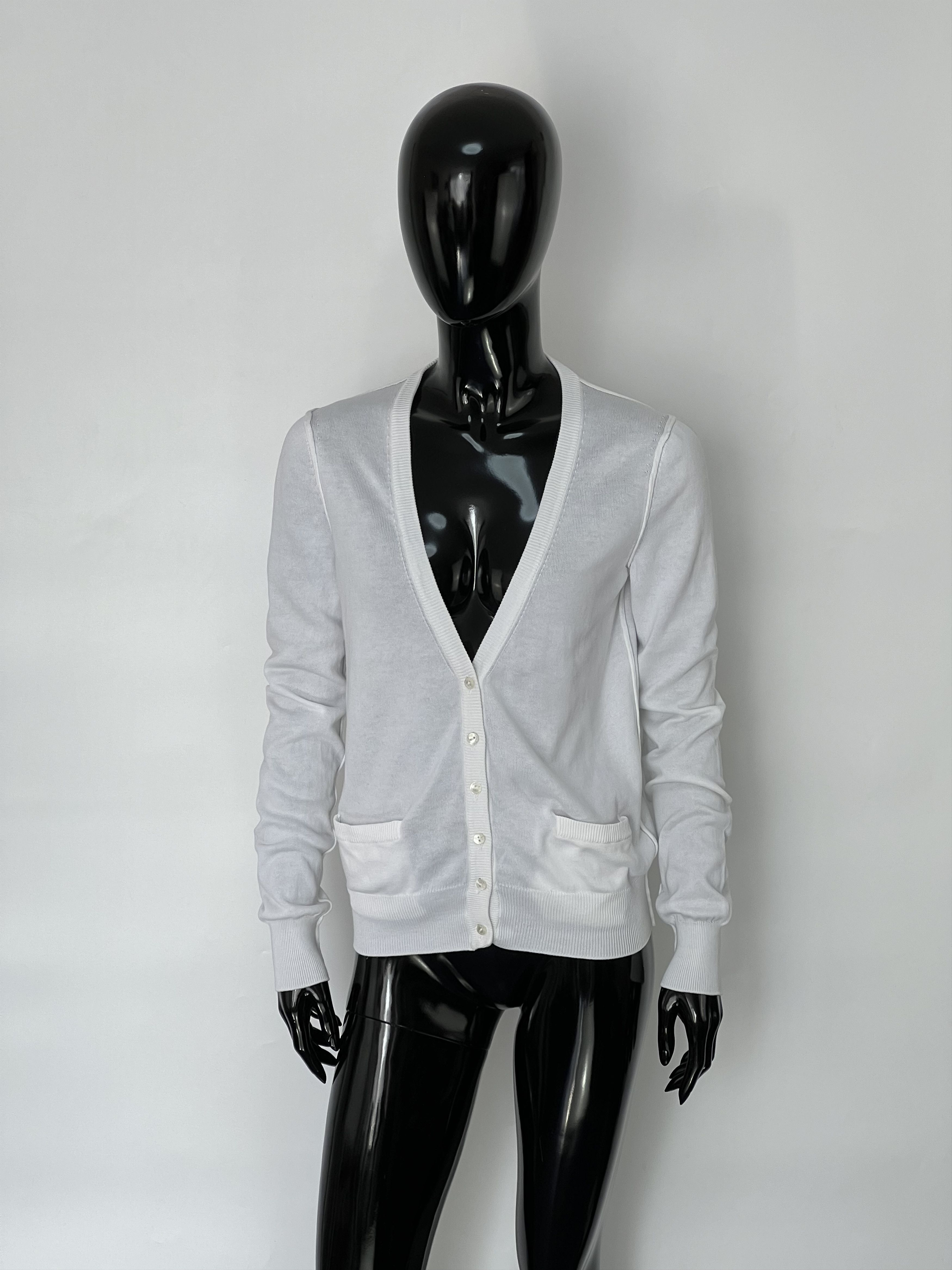 Dolce & Gabbana Dolce & Gabbana White Cotton Long Sleeve V-Neck Cardigan Size M / US 6-8 / IT 42-44 - 1 Thumbnail