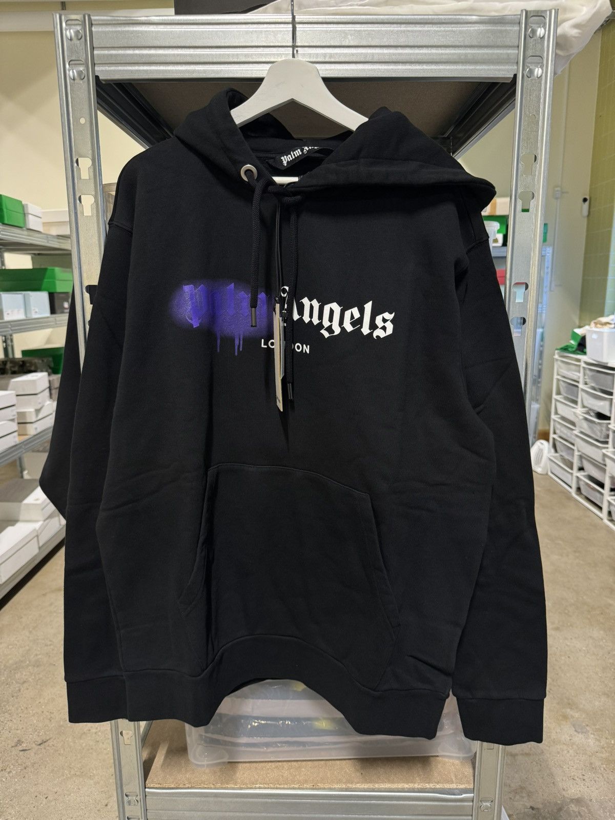 image of Palm Angels Sprayed Hoodie New in Black, Men's (Size 2XL)